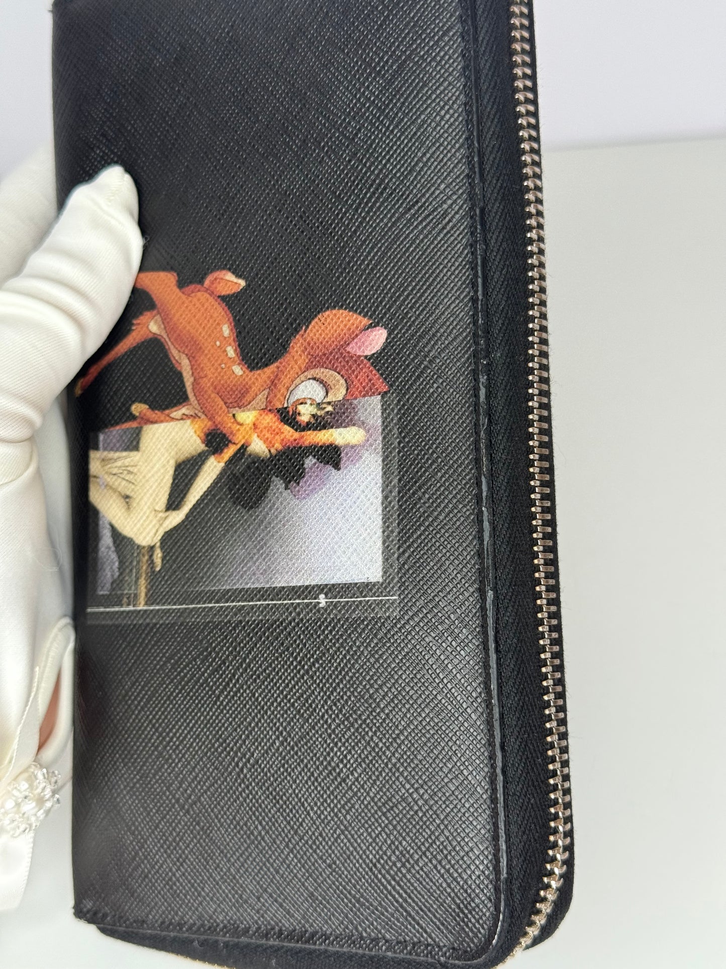 Givenchy Black Coated Canvas Bambi Zip Around Wallet