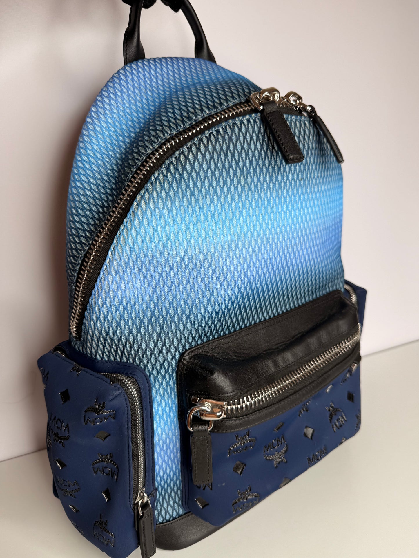 MCM Stark Backpack in Gradation Mesh and Monogram Neoprene