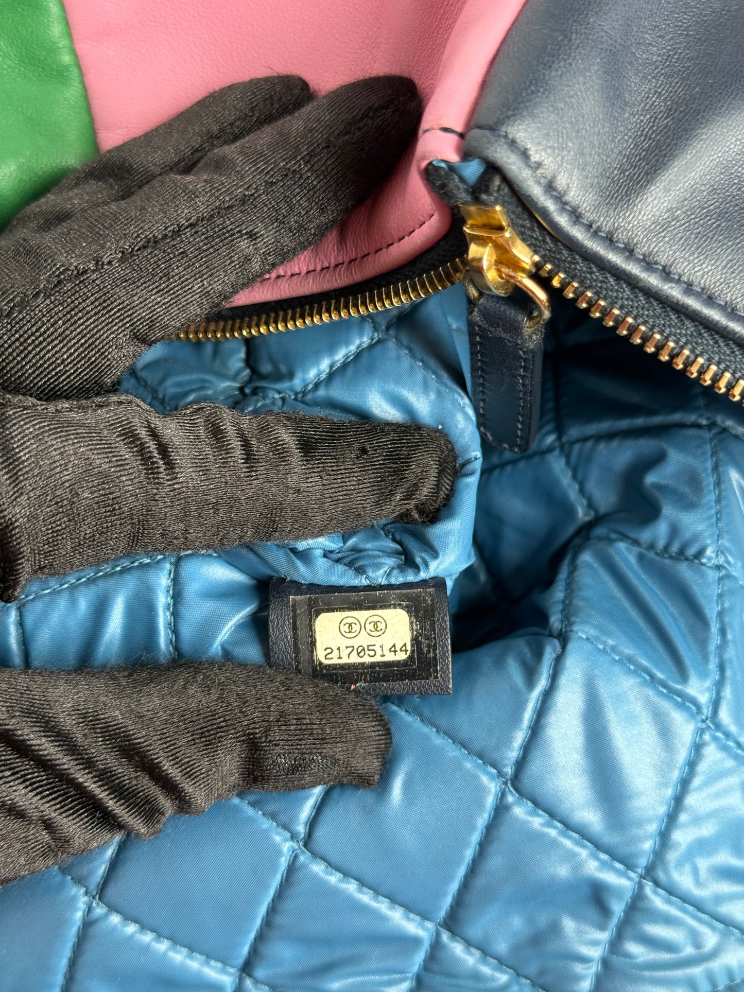 Chanel Multicolore Calfskin Leather Patchwork O-Case Large Zip Pouch