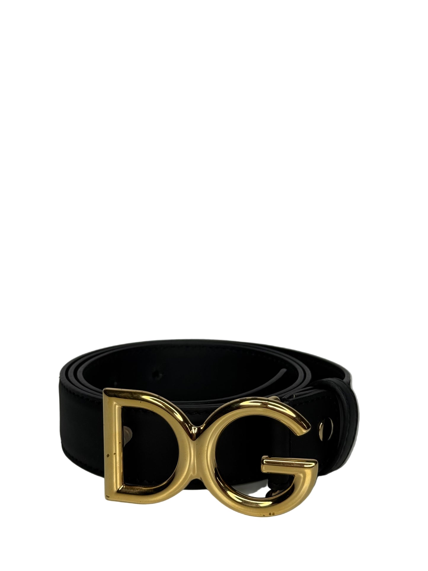 Dolce Gabbana DG Logo Black Calfskin Belt