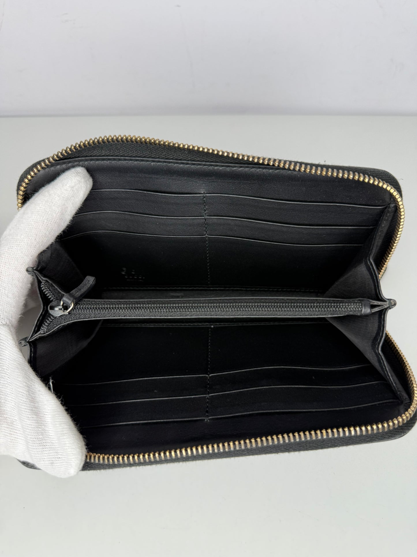 Gucci Black Microguccissima Zip Around Wallet