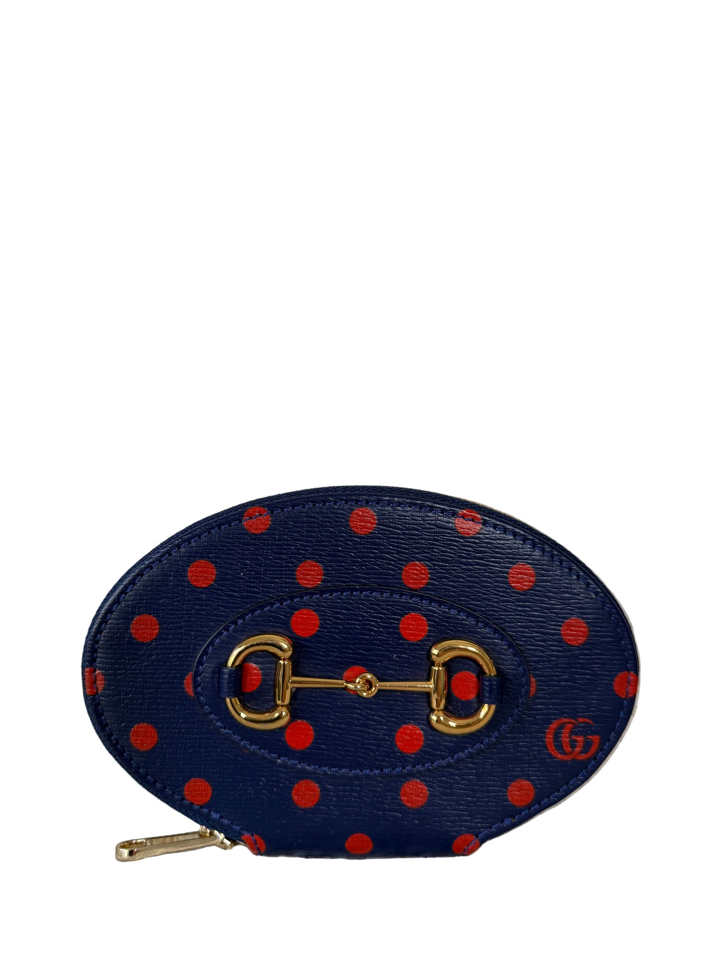 Gucci 1955 Horsebit Polka Dot Leather Oval Coin Purse