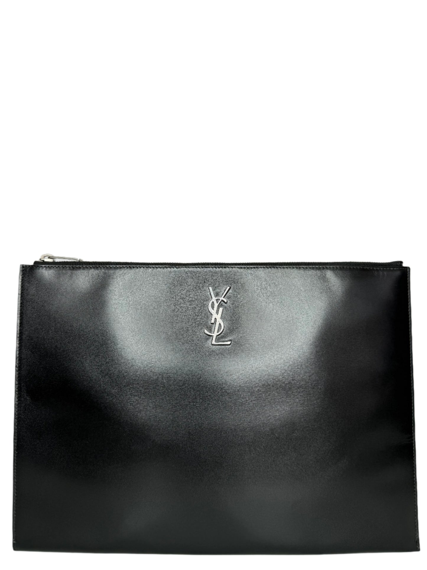 Saint Laurent Top Zip Logo Calfskin Clutch