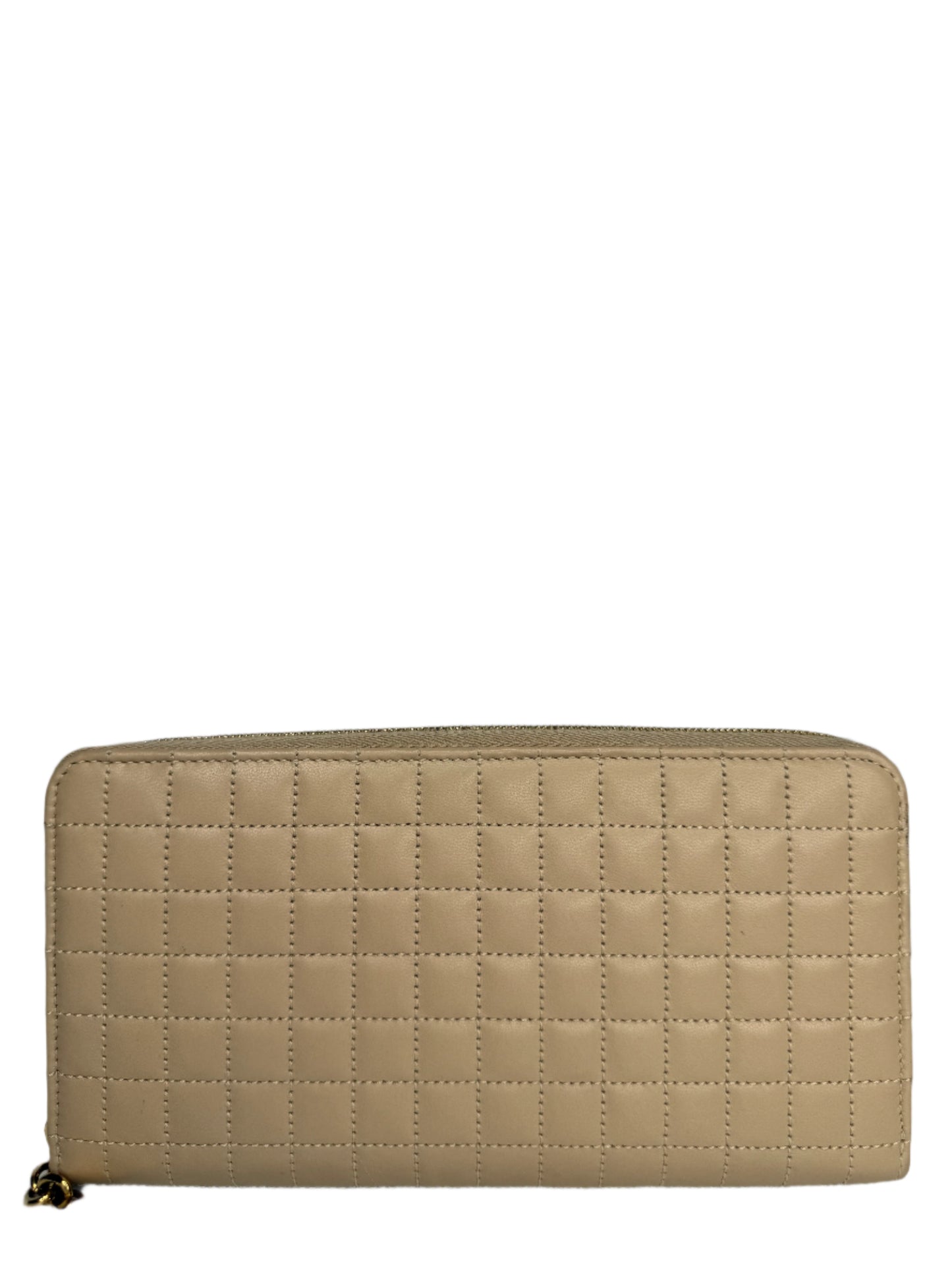 Celine Beige Quilted Continental Zipped Wallet