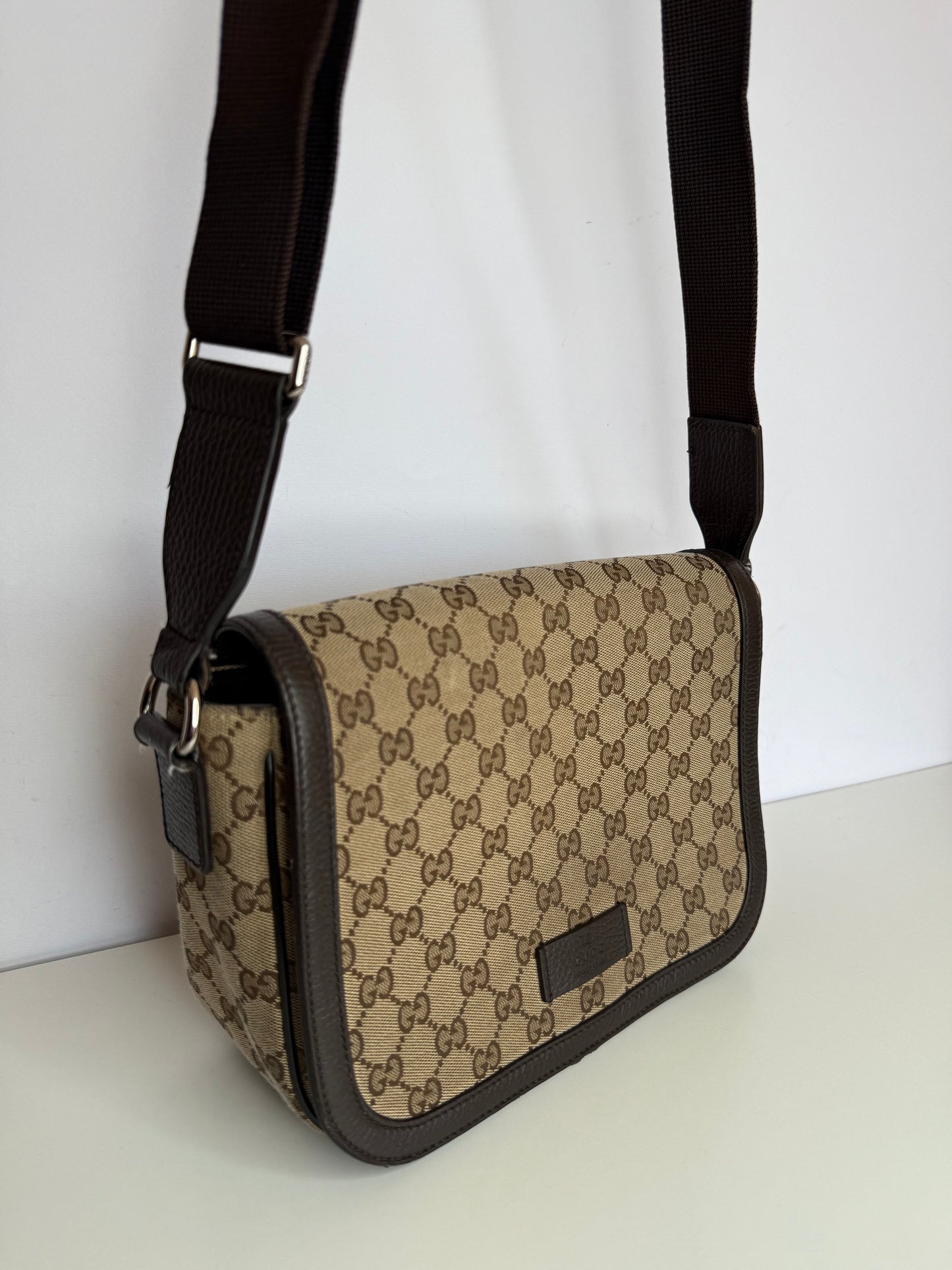 Gucci Flap GG Canvas Messenger Bag Small