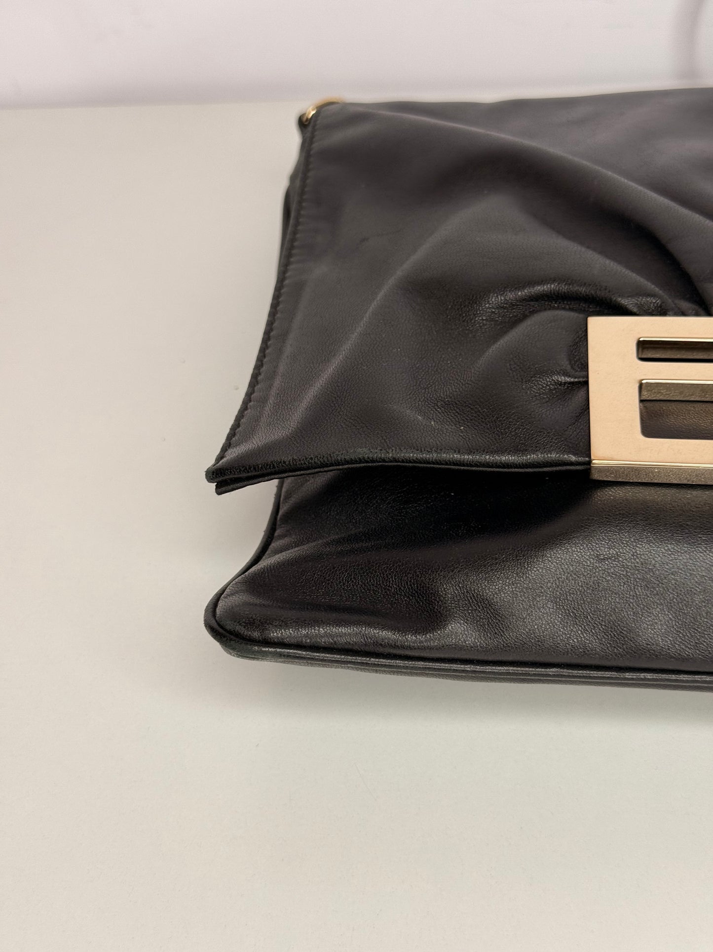 Fendi Black Leather Mia Flap Shoulder Bag