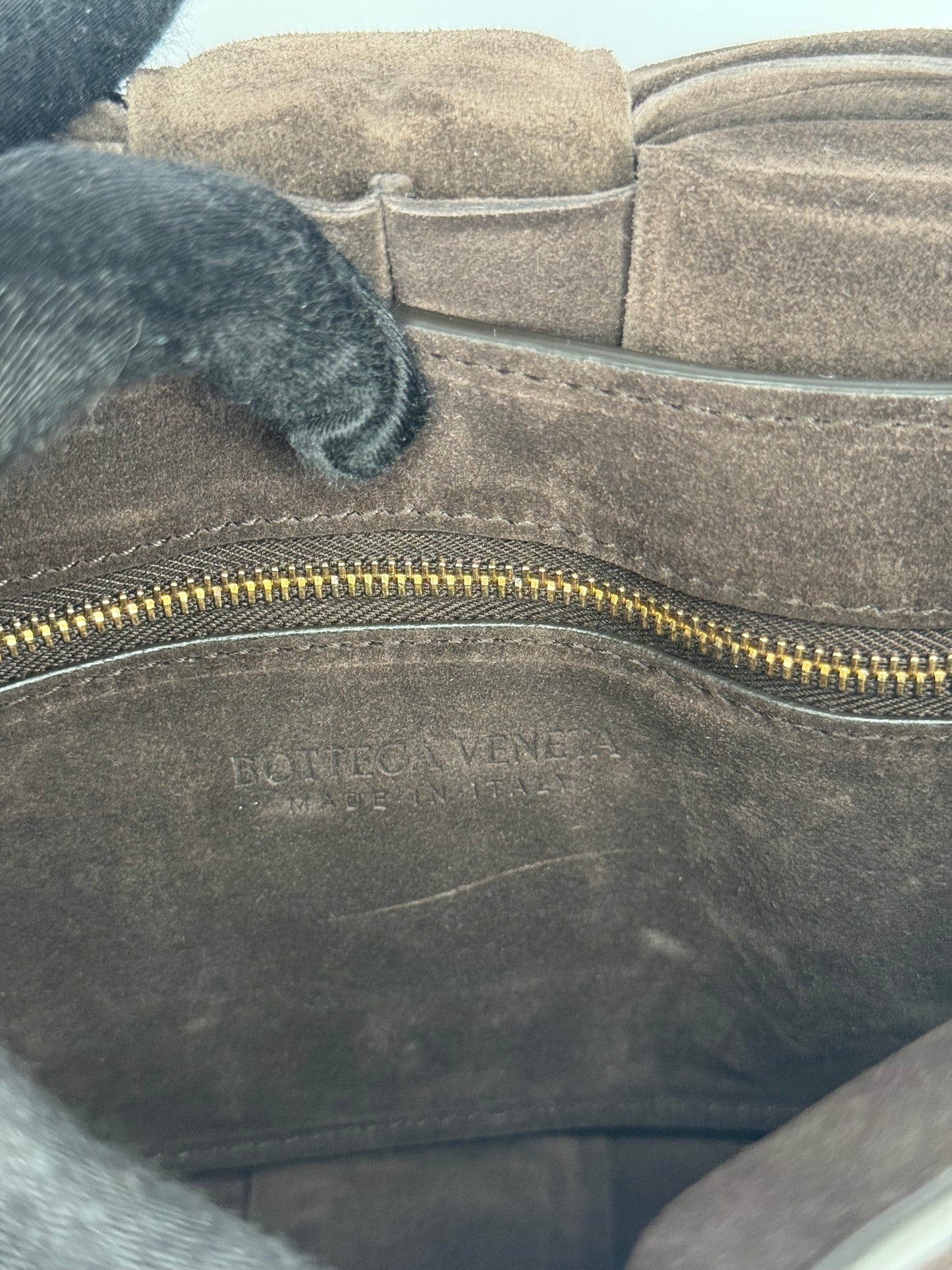 Bottega Veneta Dark Brown Suede Chain Cassette Crossbody Bag