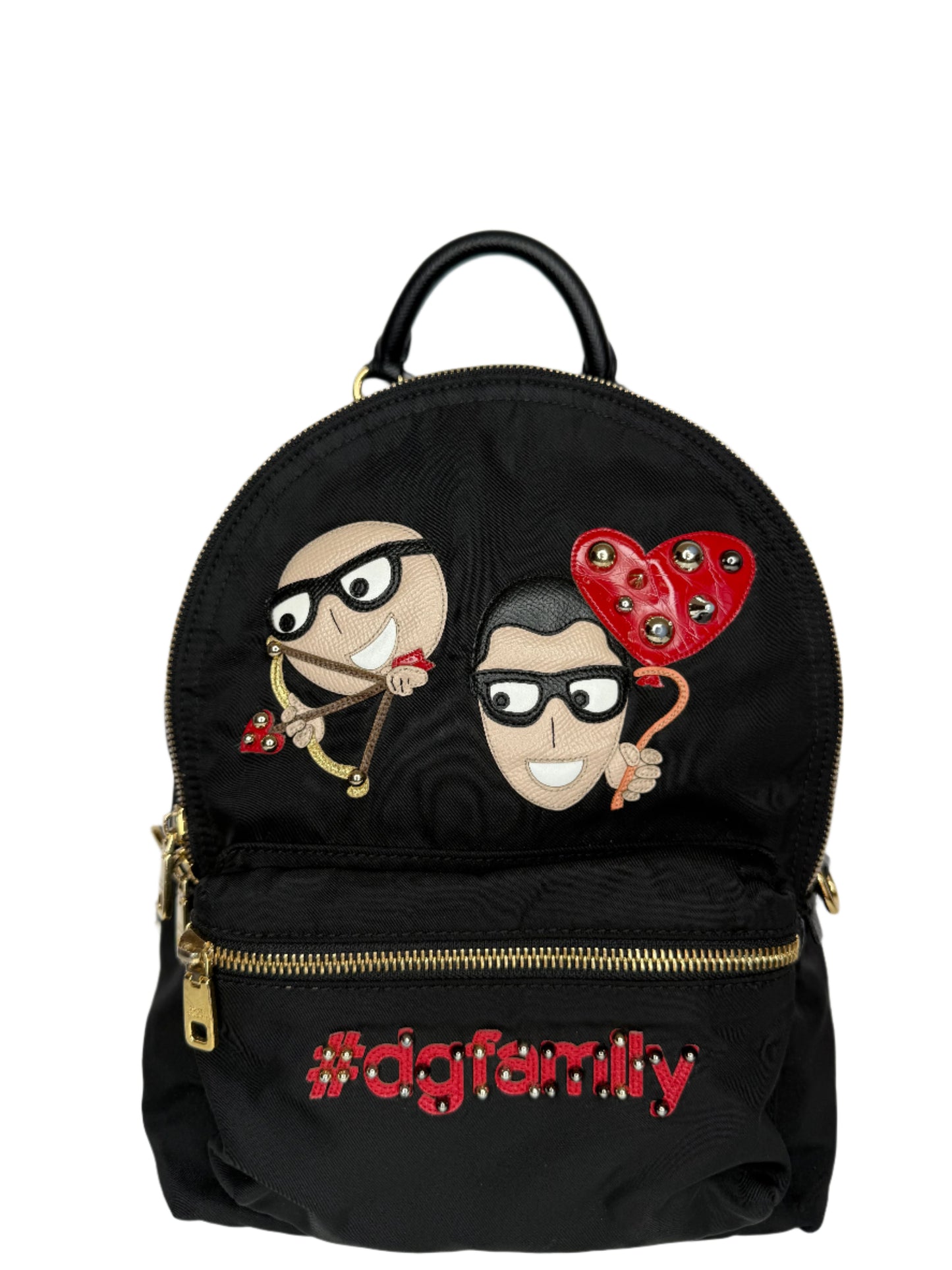 Dolce Gabbana Black Nylon DG Family Cupid Vulcano Print Backpack