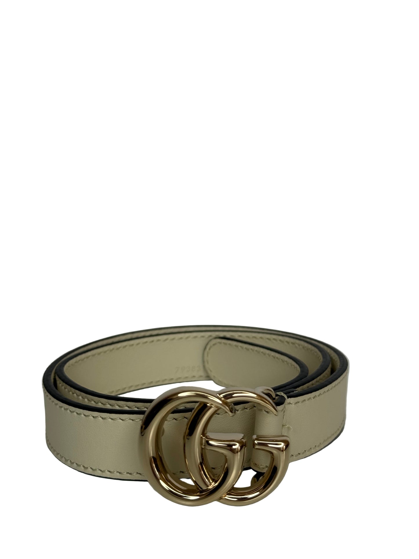Gucci GG Marmont Off White Leather Slim Belt Kids