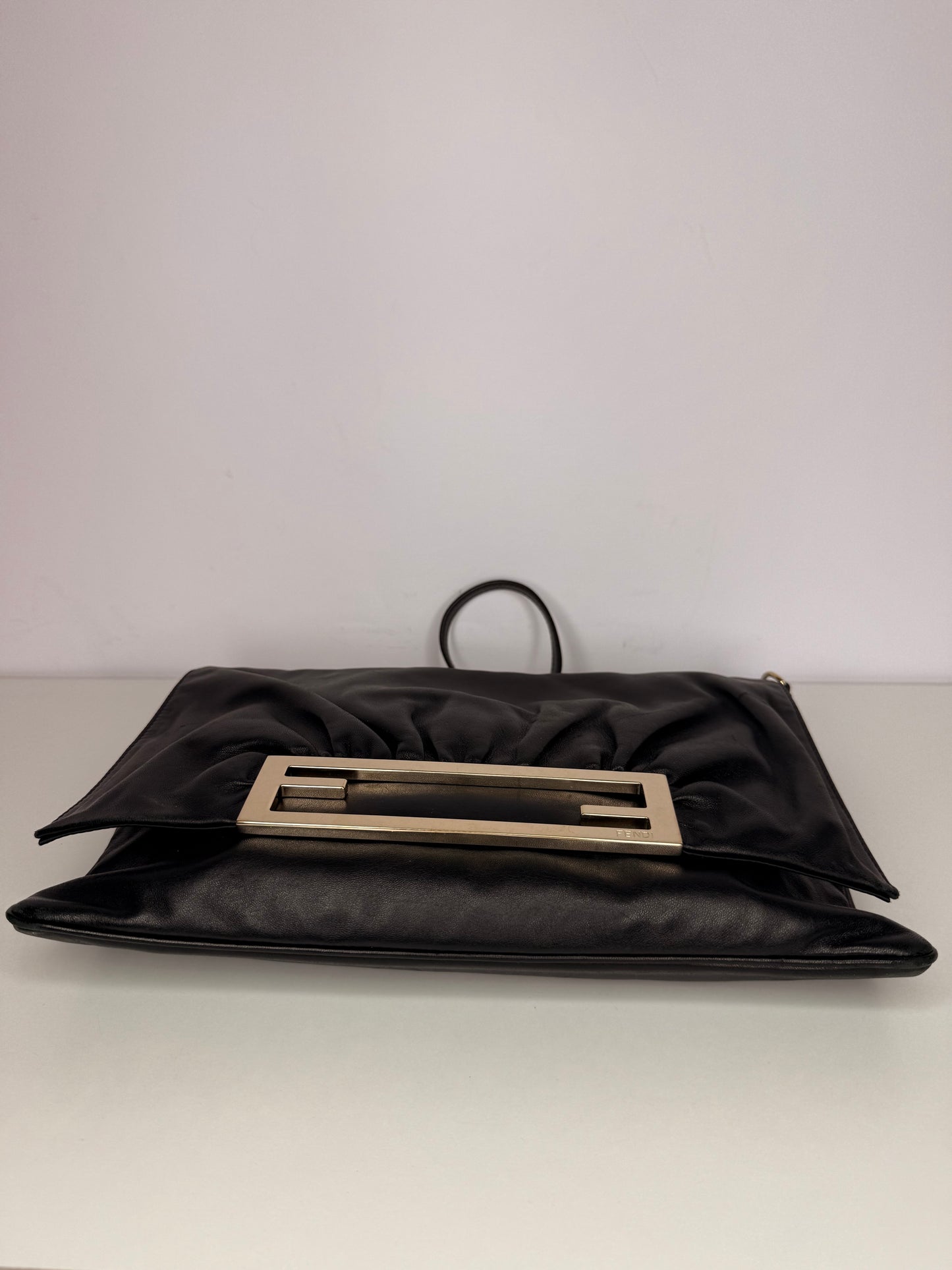 Fendi Black Leather Mia Flap Shoulder Bag