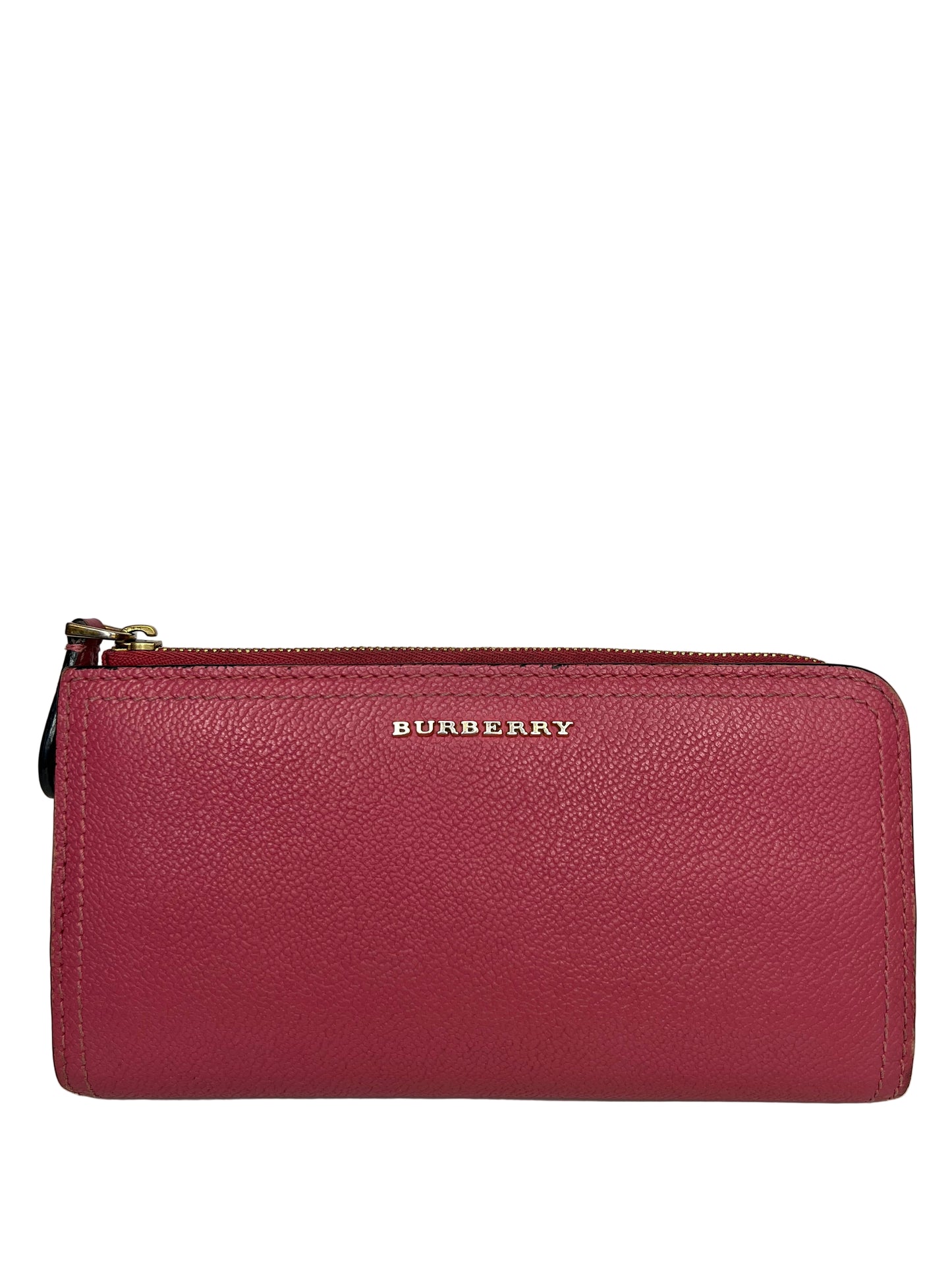 Burberry Magenta Calfskin Leather Continental Wallet