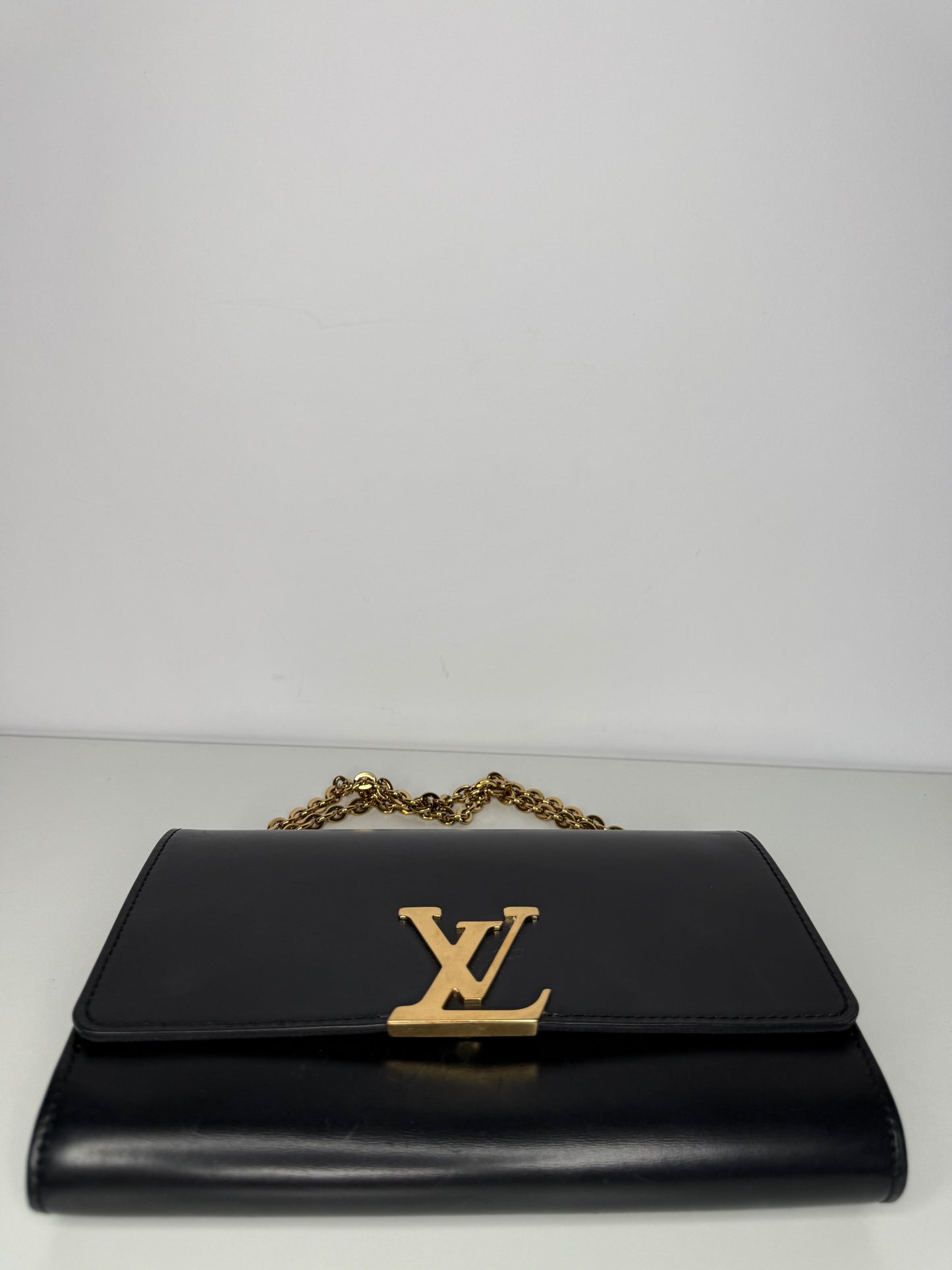 Louis Vuitton Louise Black Calfskin Chain Clutch