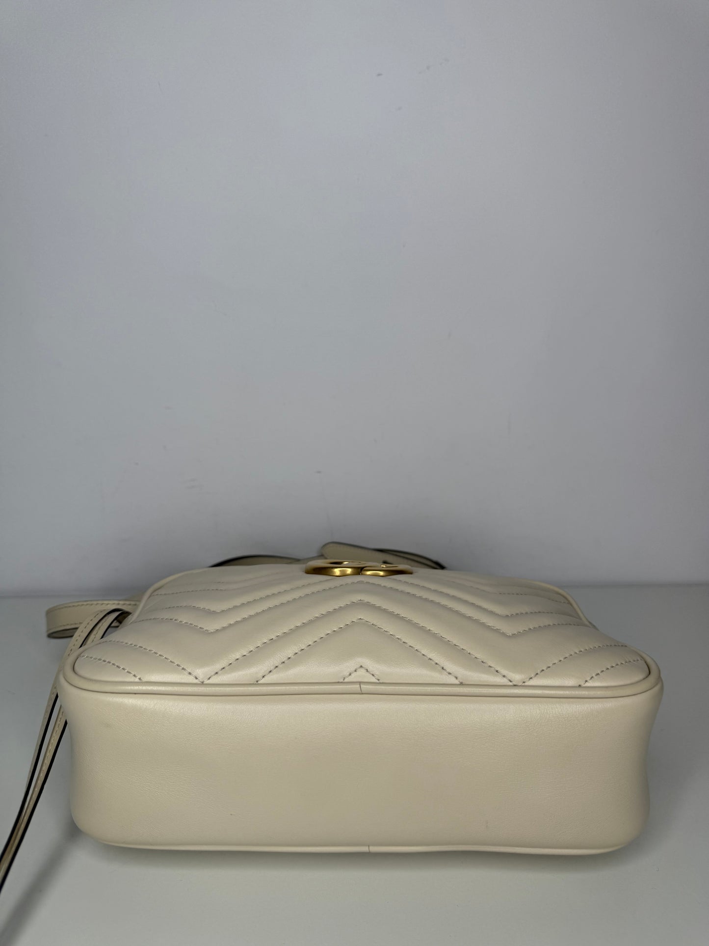 Gucci GG Off Marmont White Leather Small Camera Bag