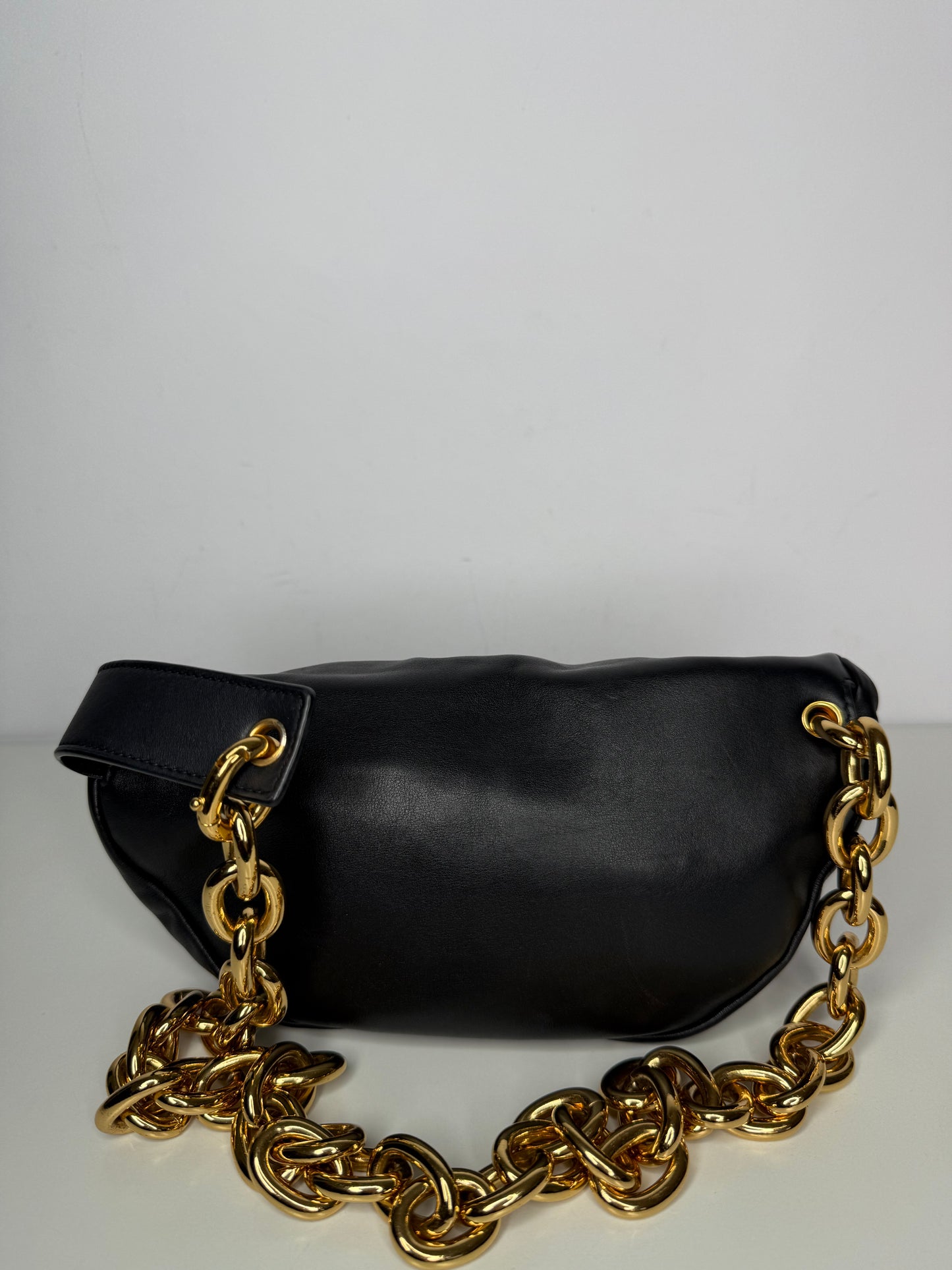 Bottega Veneta Black Nappa Leather The Belt Chain Pouch