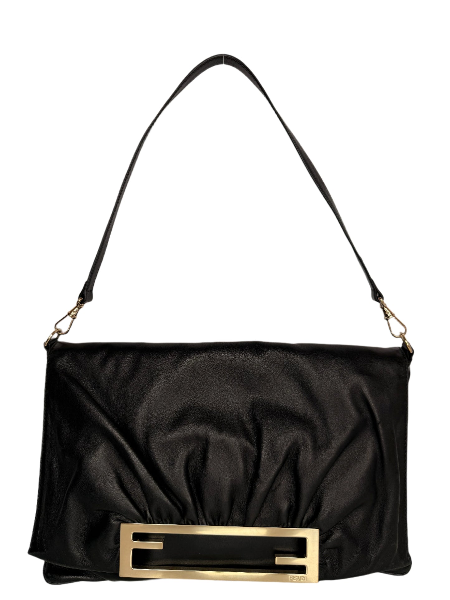 Fendi Black Leather Mia Flap Shoulder Bag