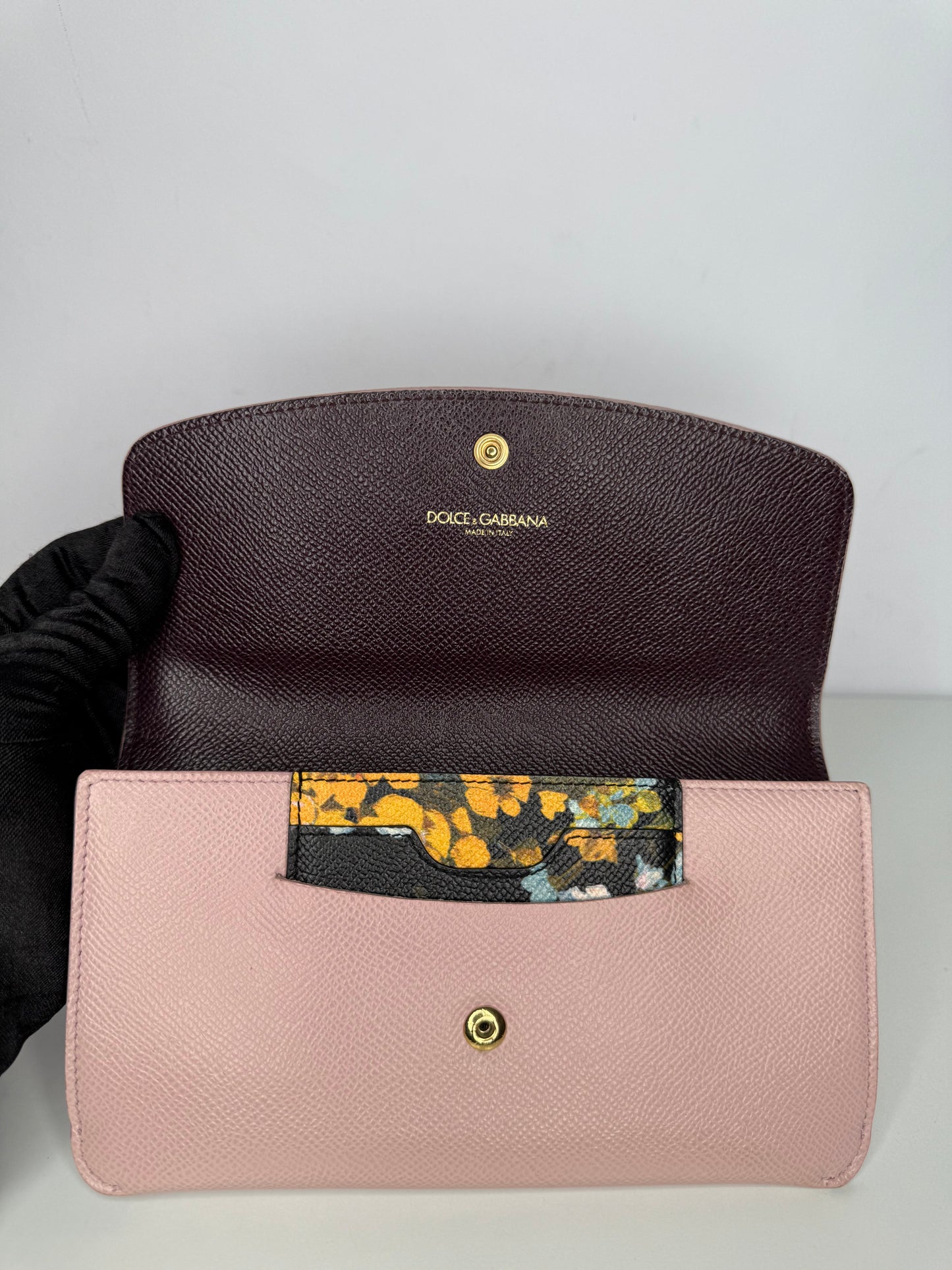 Dolce Gabbana DG Dauphine Leather Long Wallet Light Pink