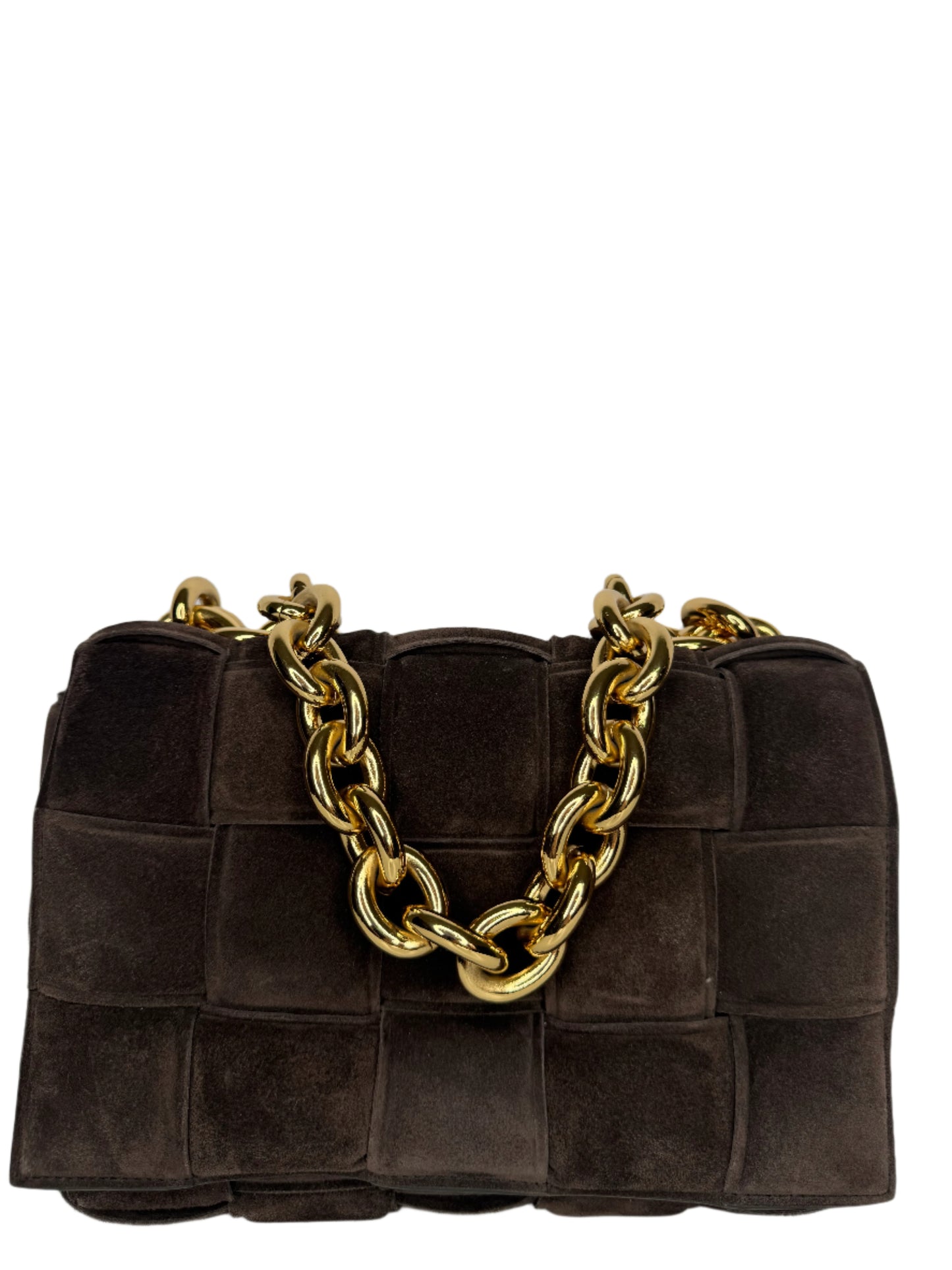 Bottega Veneta Dark Brown Suede Chain Cassette Crossbody Bag