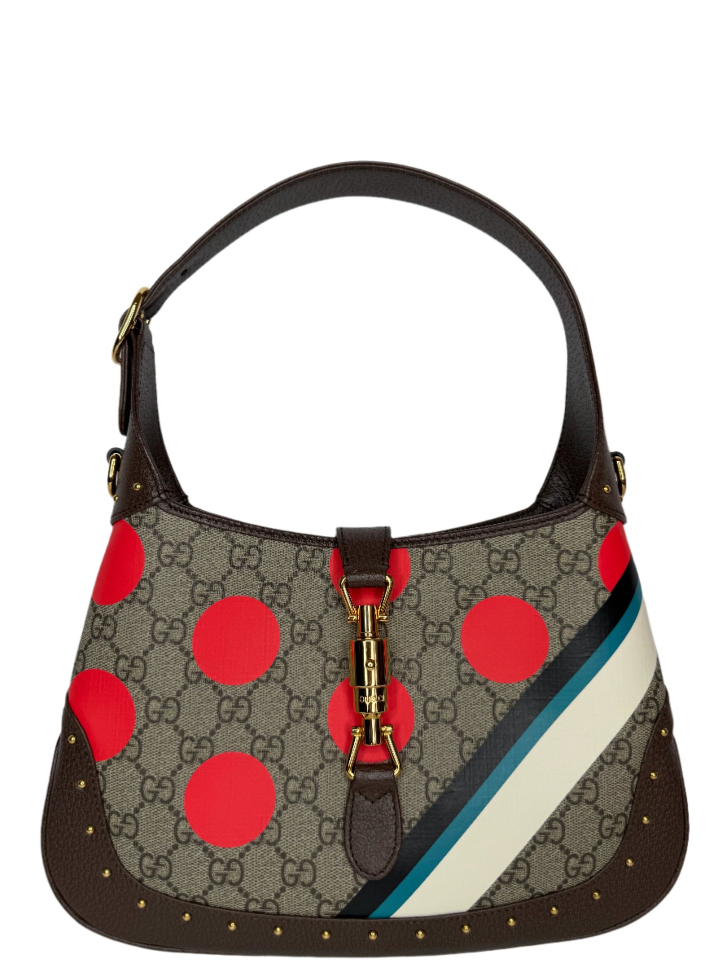 Gucci Jackie 1961 Limited Edition GG Canvas Small Polka Dot Studded Hobo