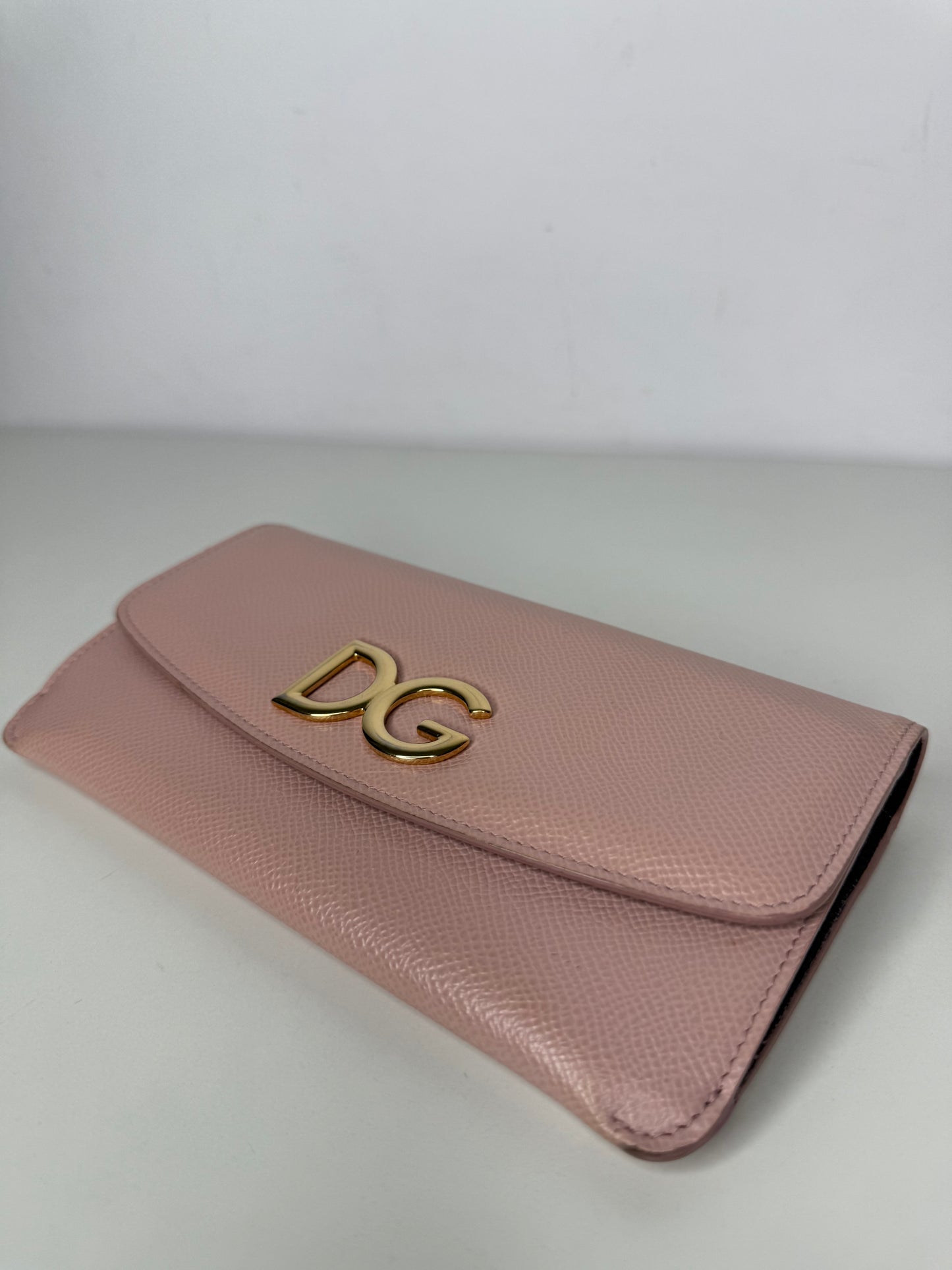 Dolce Gabbana DG Dauphine Leather Long Wallet Light Pink