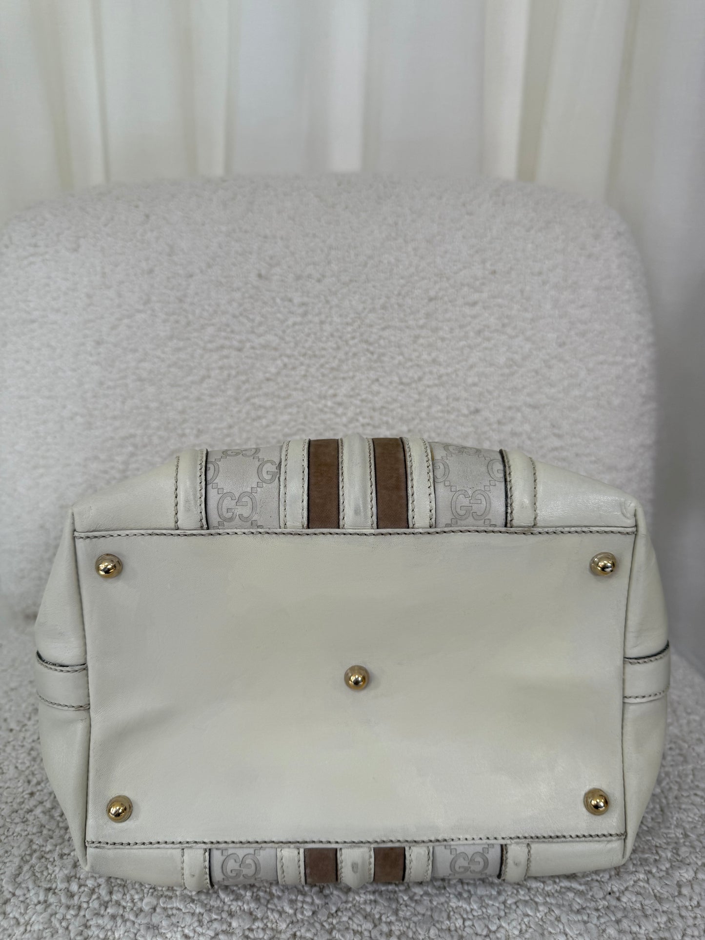 Gucci Off White Guccissima Leather Treasure Boston Bag