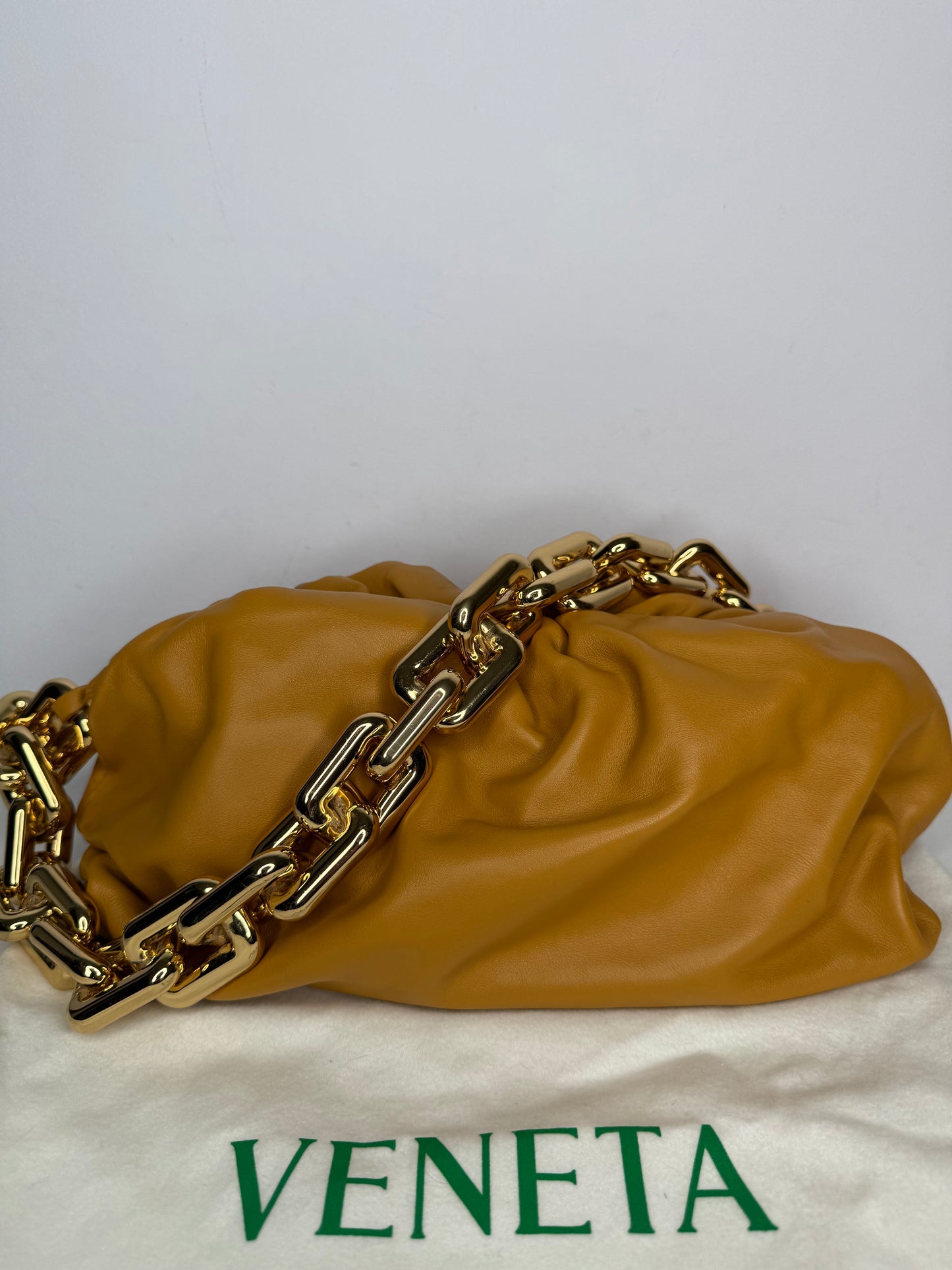 Bottega Veneta Mustard Yellow Calfskin The Chain Pouch
