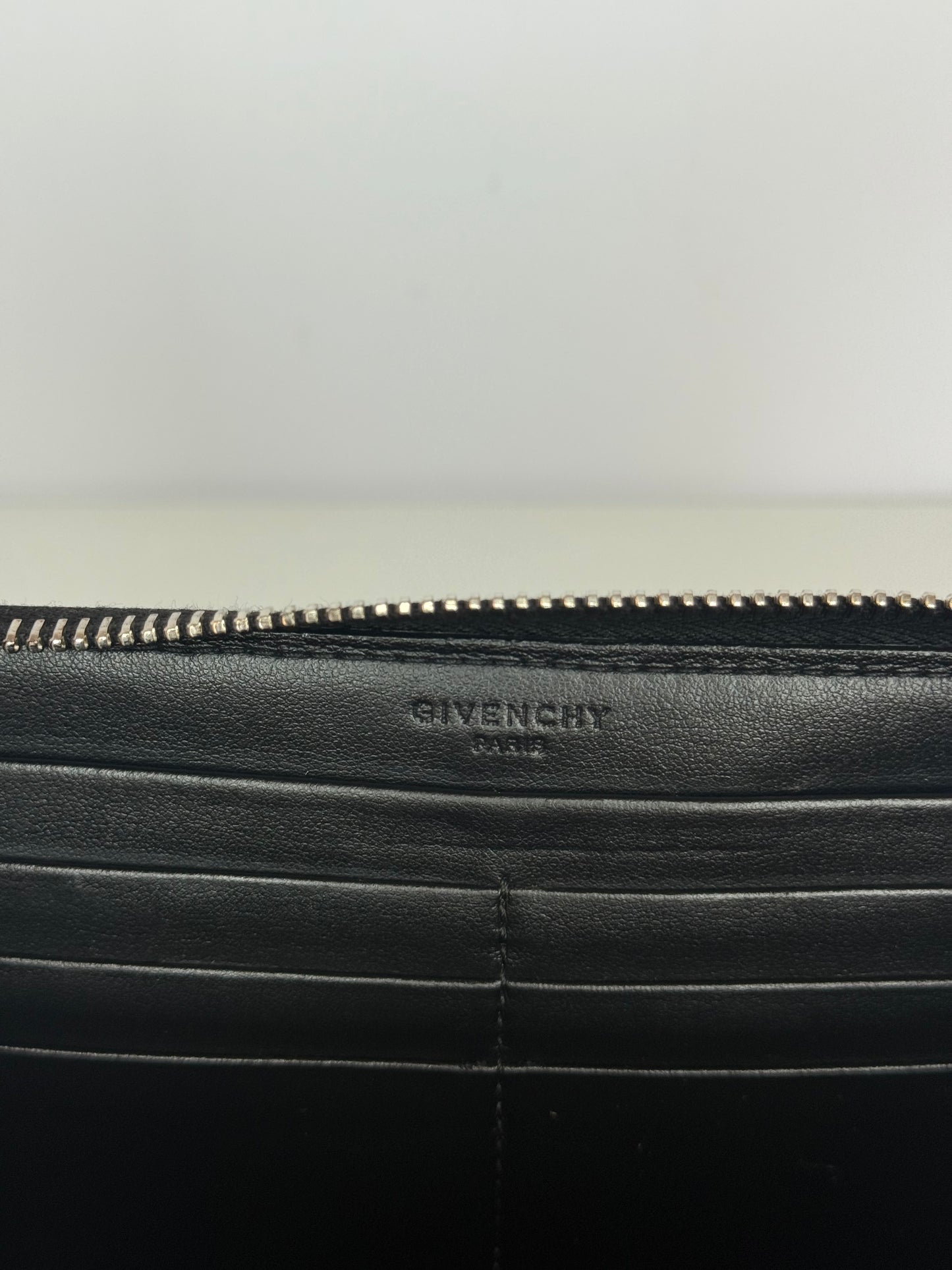 Givenchy Black Coated Canvas Bambi Zip Around Wallet