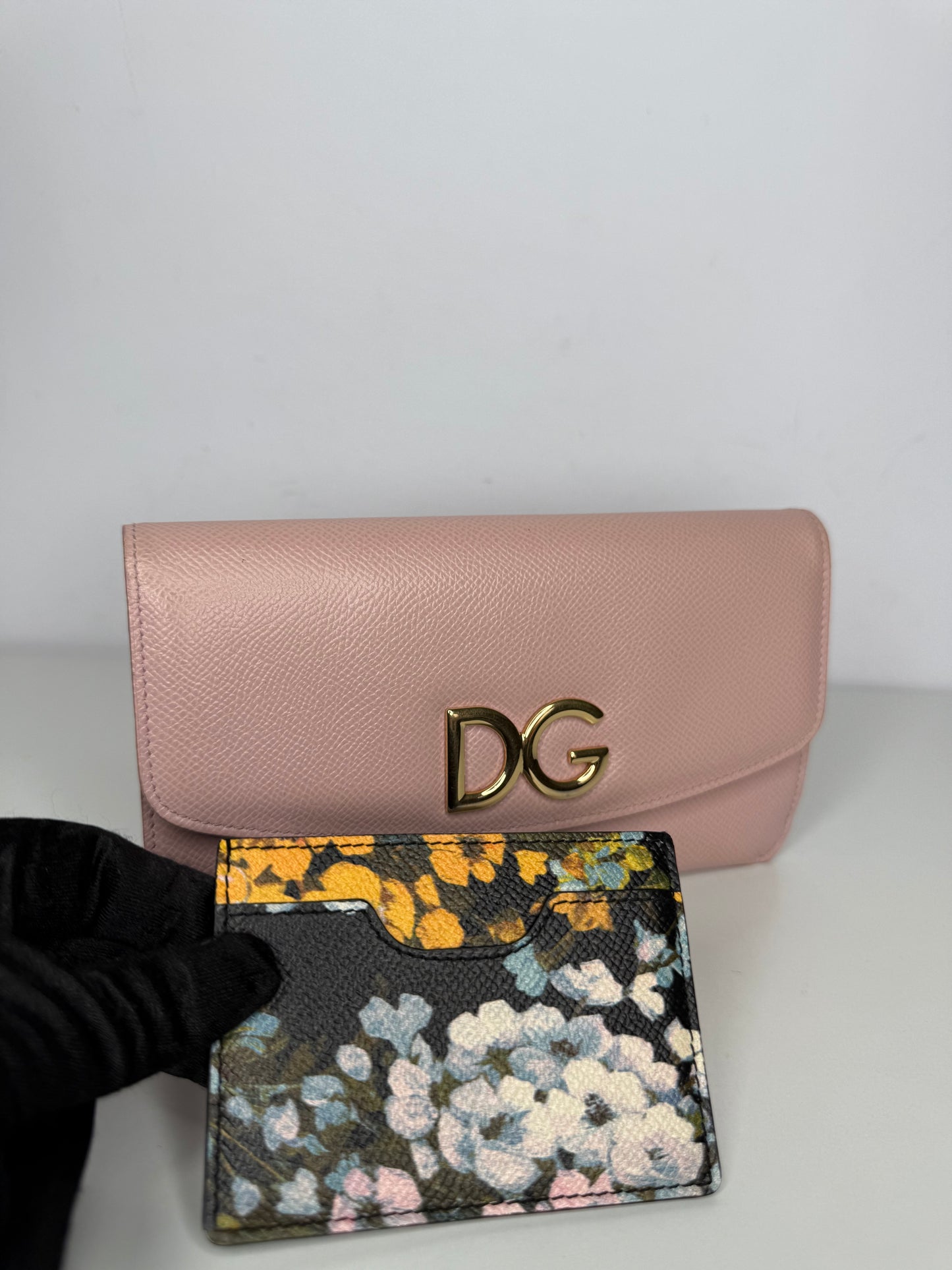 Dolce Gabbana DG Dauphine Leather Long Wallet Light Pink