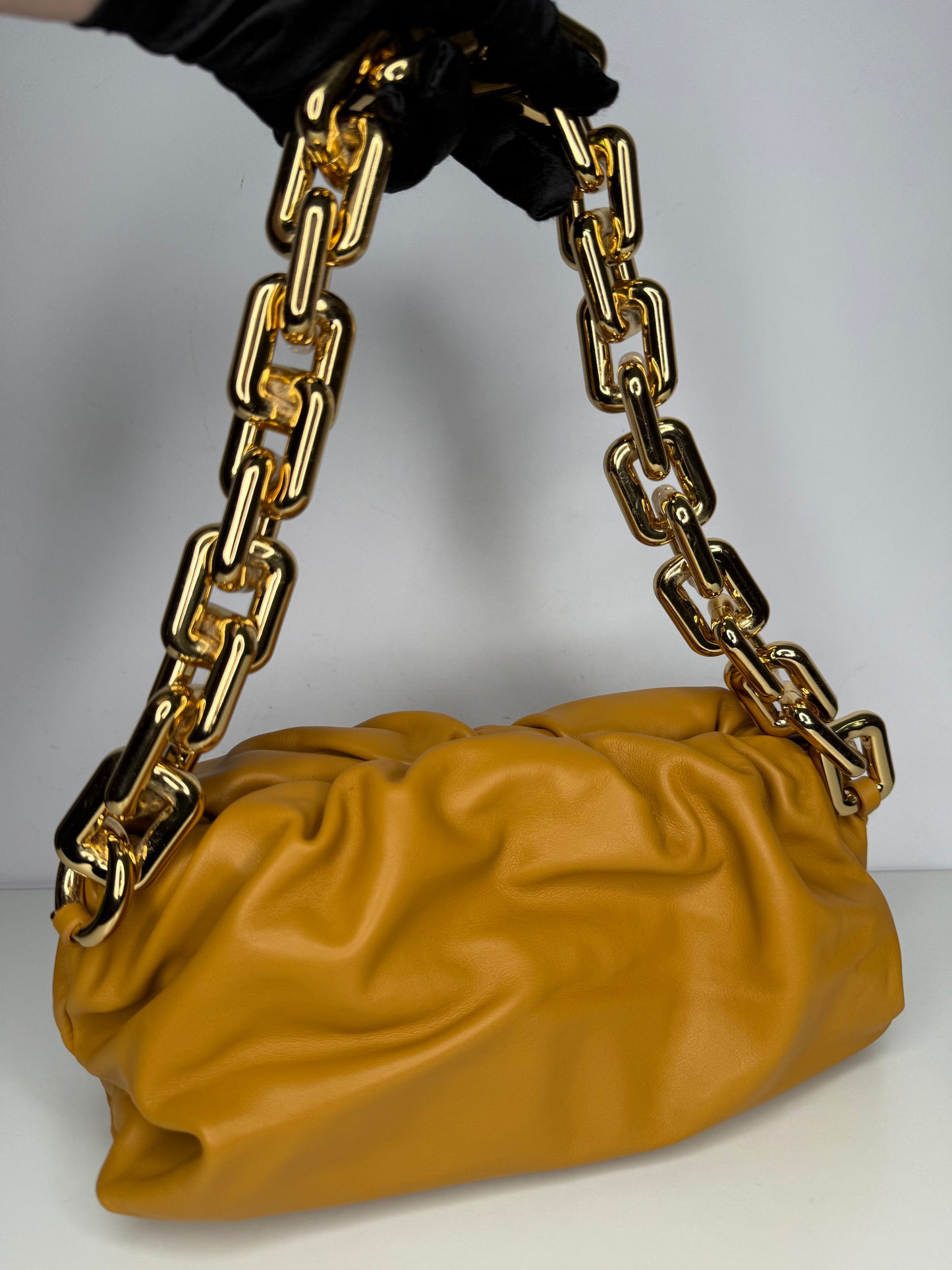 Bottega Veneta Mustard Yellow Calfskin The Chain Pouch