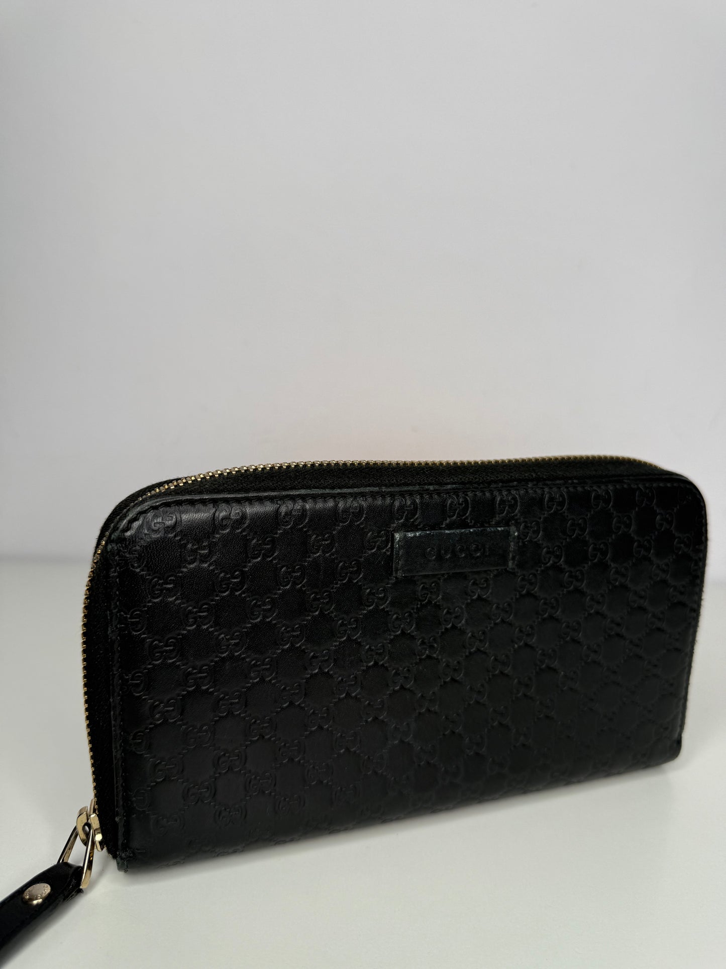 Gucci Black Microguccissima Zip Around Wallet