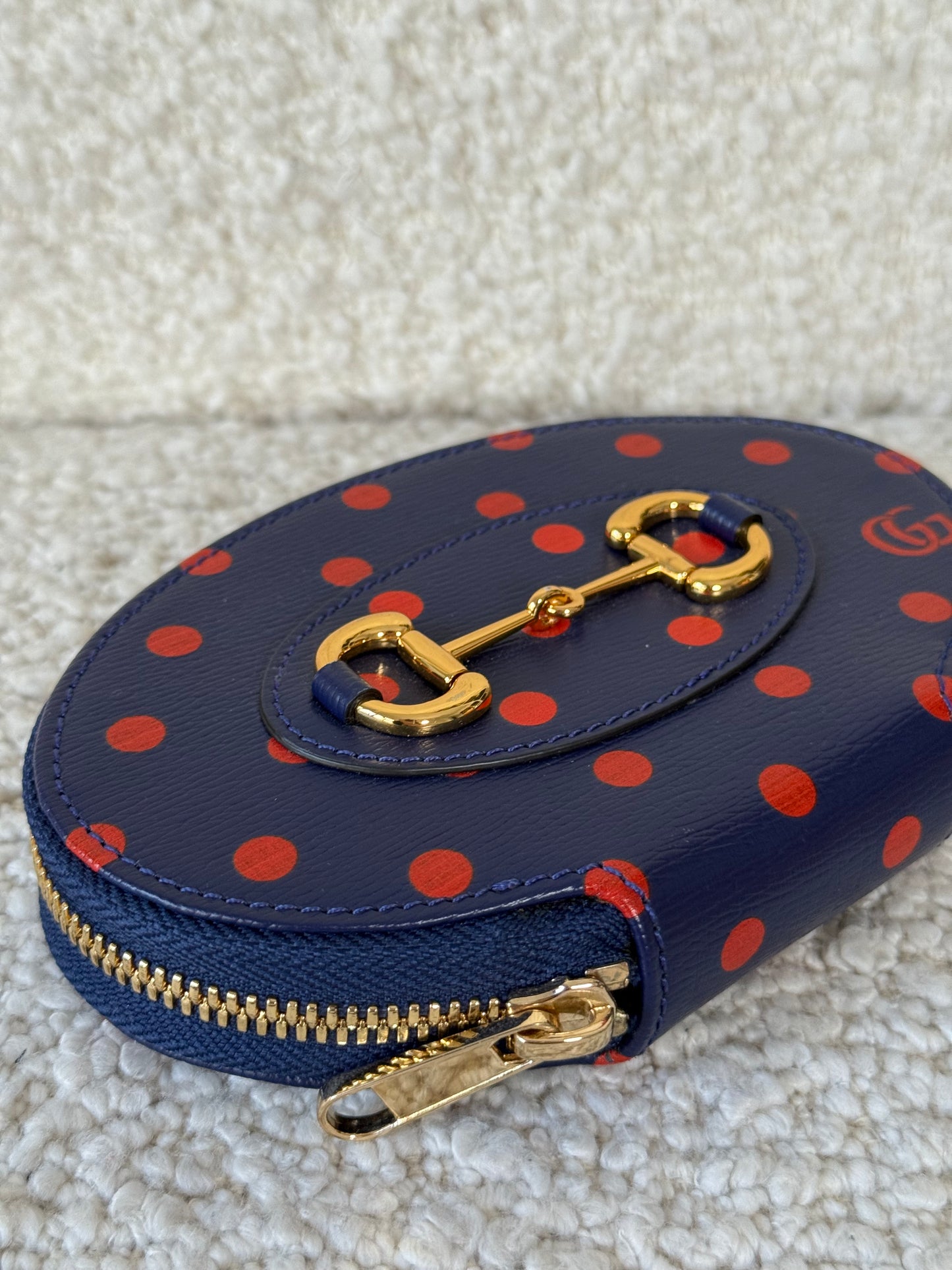 Gucci 1955 Horsebit Polka Dot Leather Oval Coin Purse