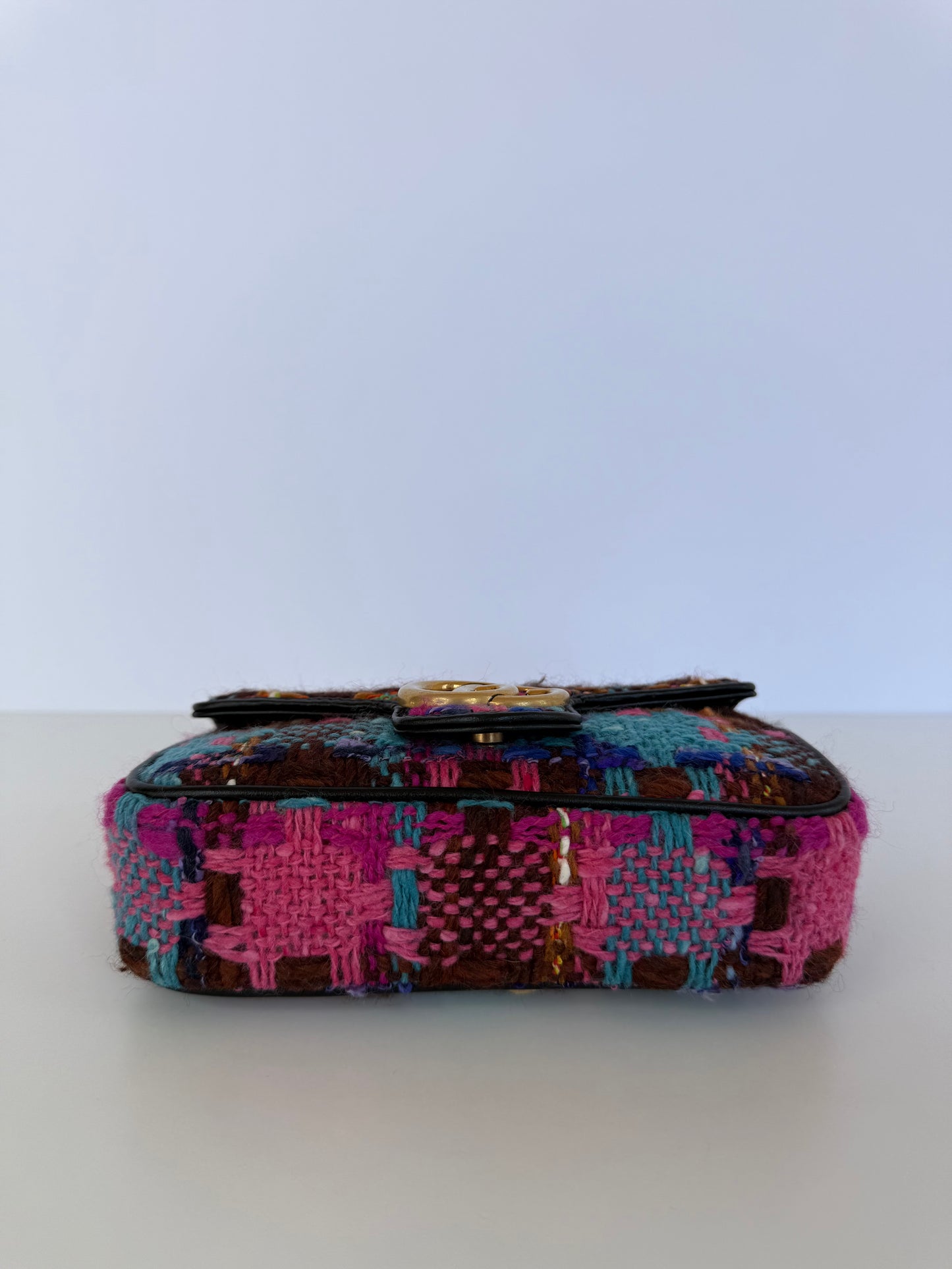 Gucci GG Marmont Super Mini Tweed Calfskin Spicy Check Multicolor