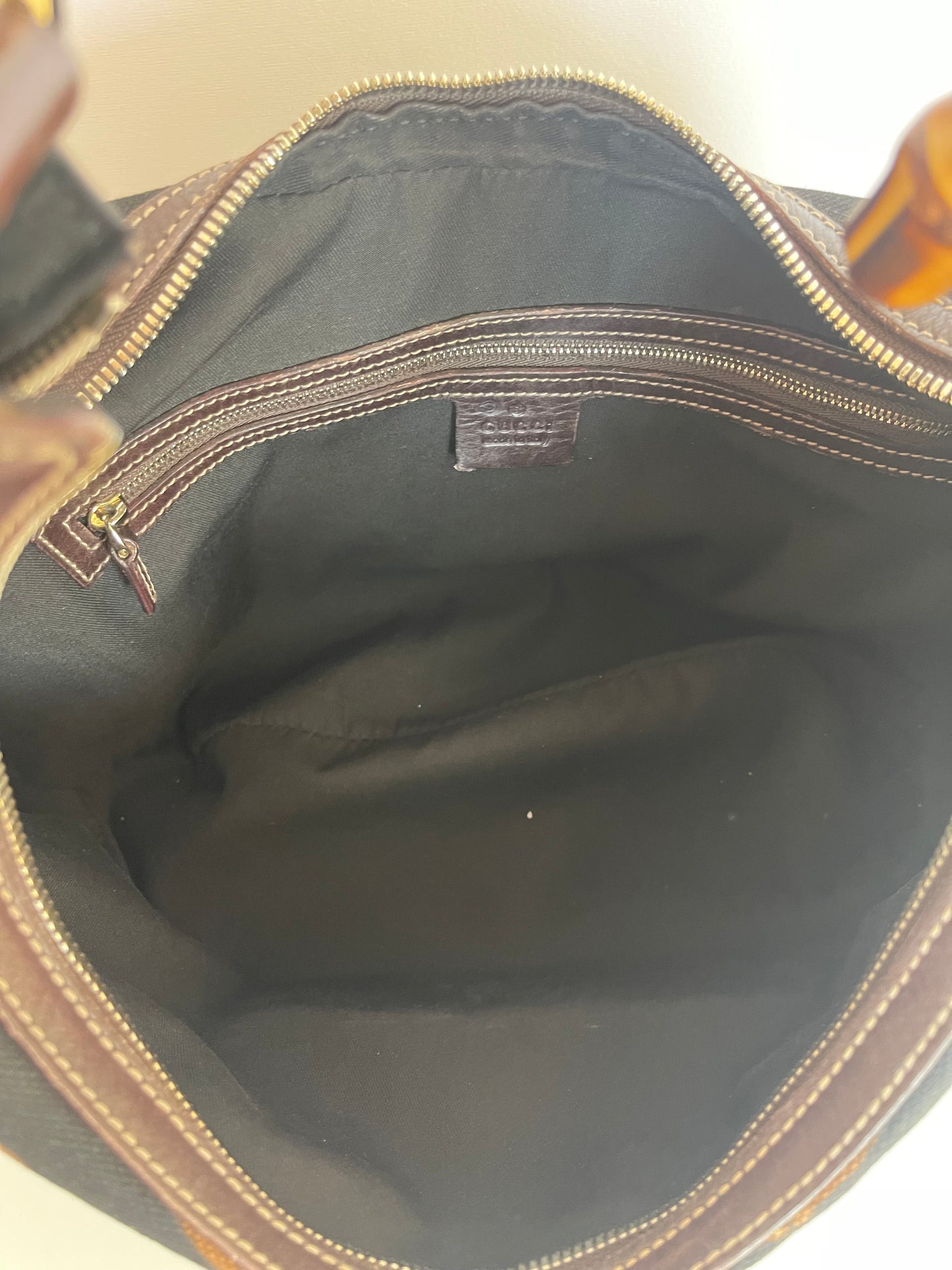 Gucci Brown/Black Printed Canvas and Leather Amalfi Horsebit Hobo