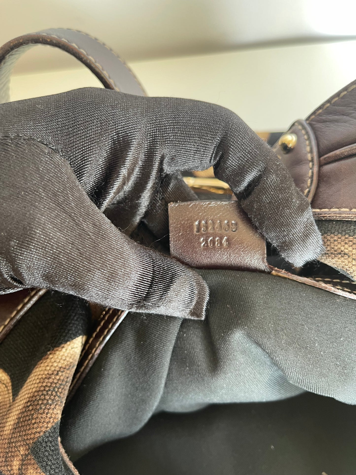 Gucci Brown/Black Printed Canvas and Leather Amalfi Horsebit Hobo
