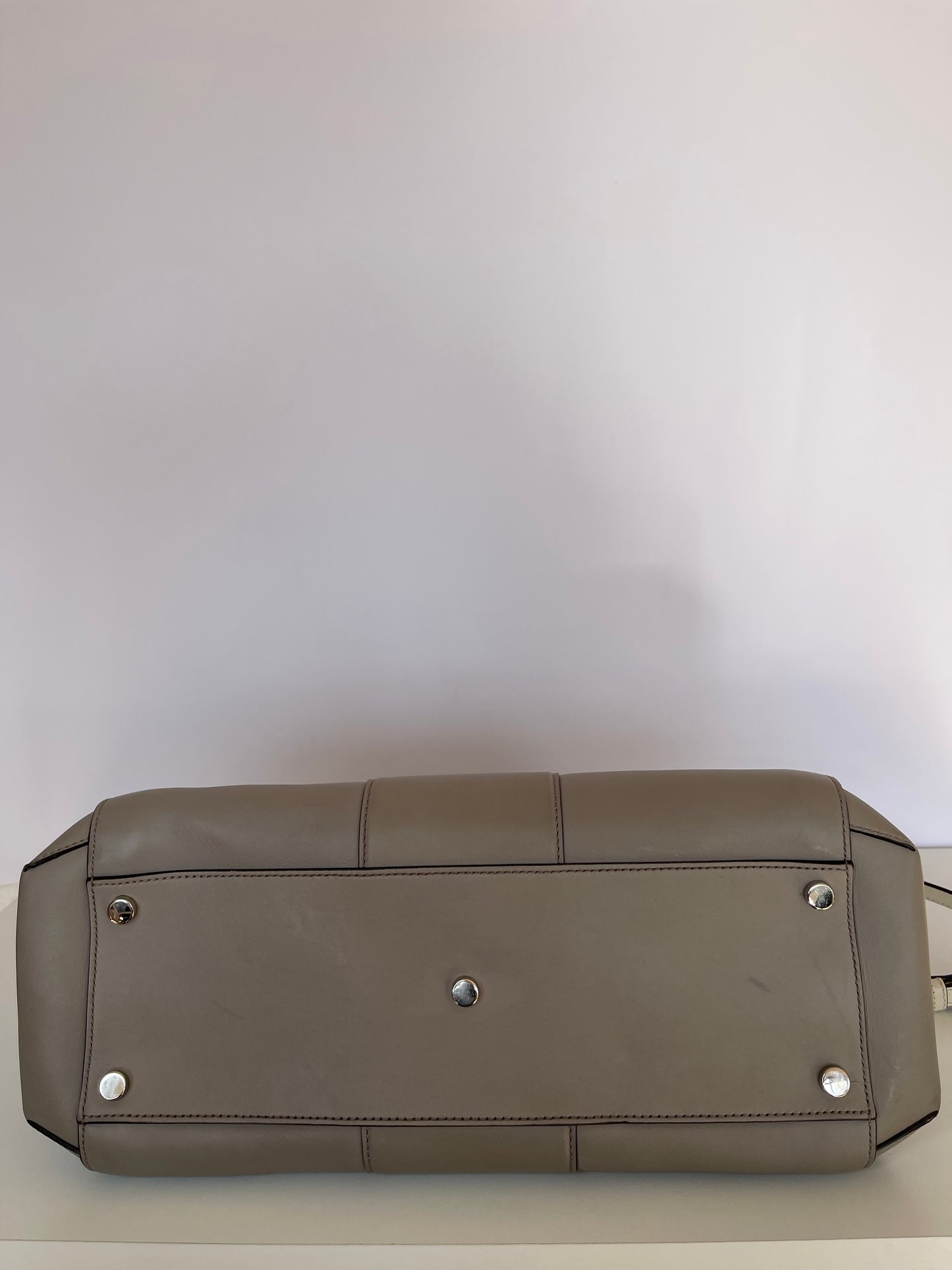 Gucci Calfskin Leather 2way Lady Bamboo Top Handle Bag Grey