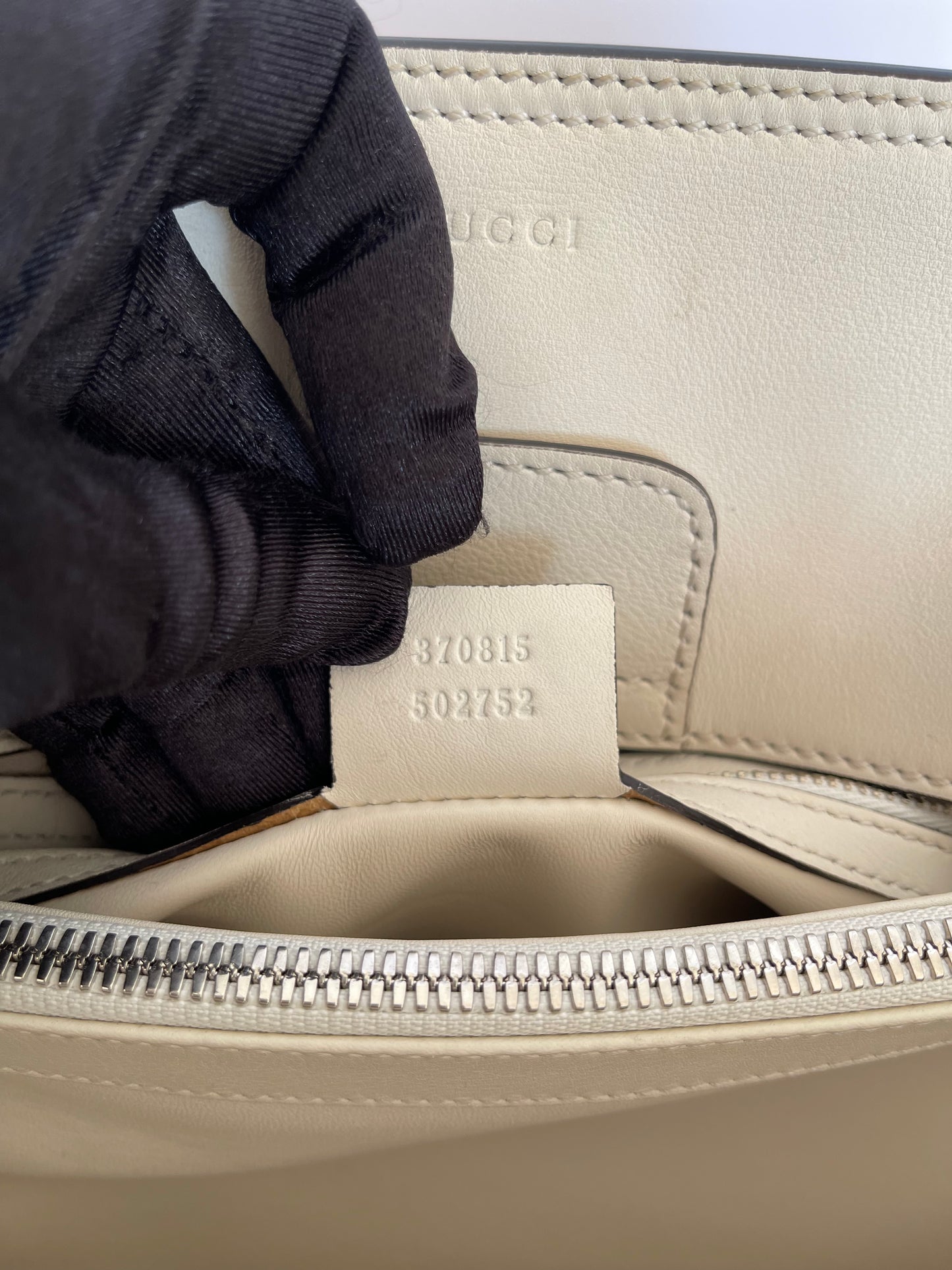 Gucci Calfskin Leather 2way Lady Bamboo Top Handle Bag Grey
