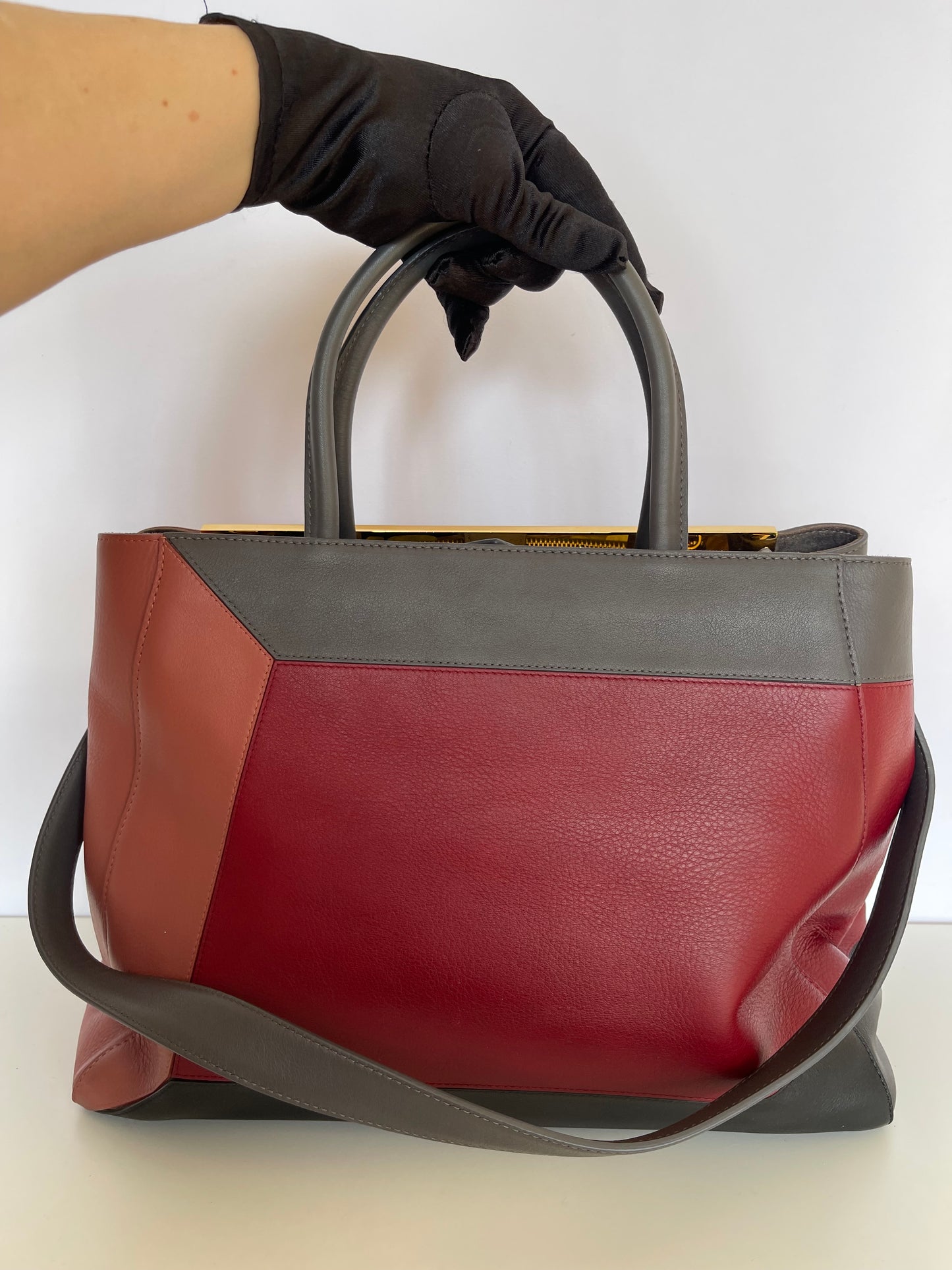 Fendi 2Jours 3D Medium Tote Calfskin Colorblock Bag