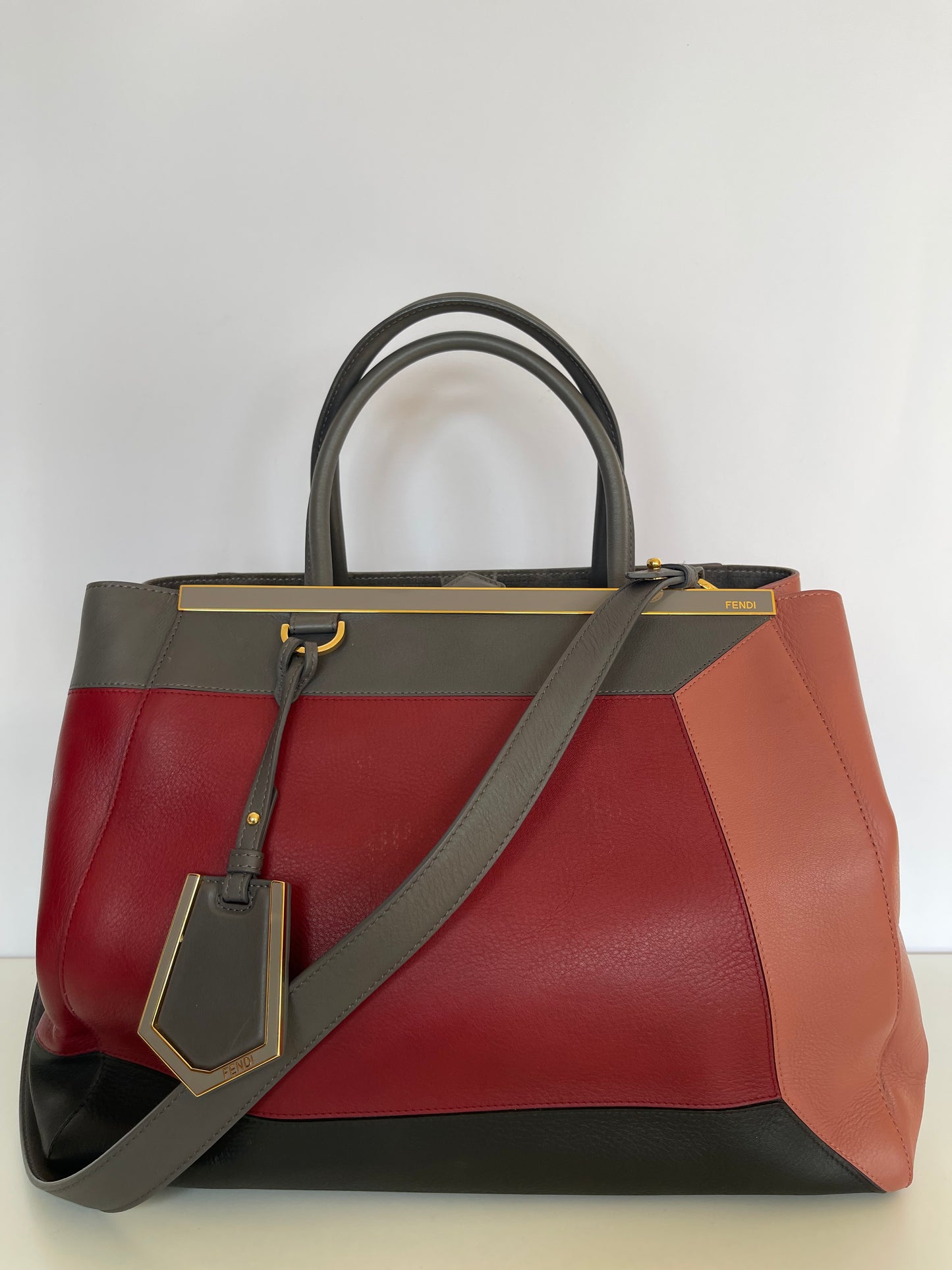 Fendi 2Jours 3D Medium Tote Calfskin Colorblock Bag