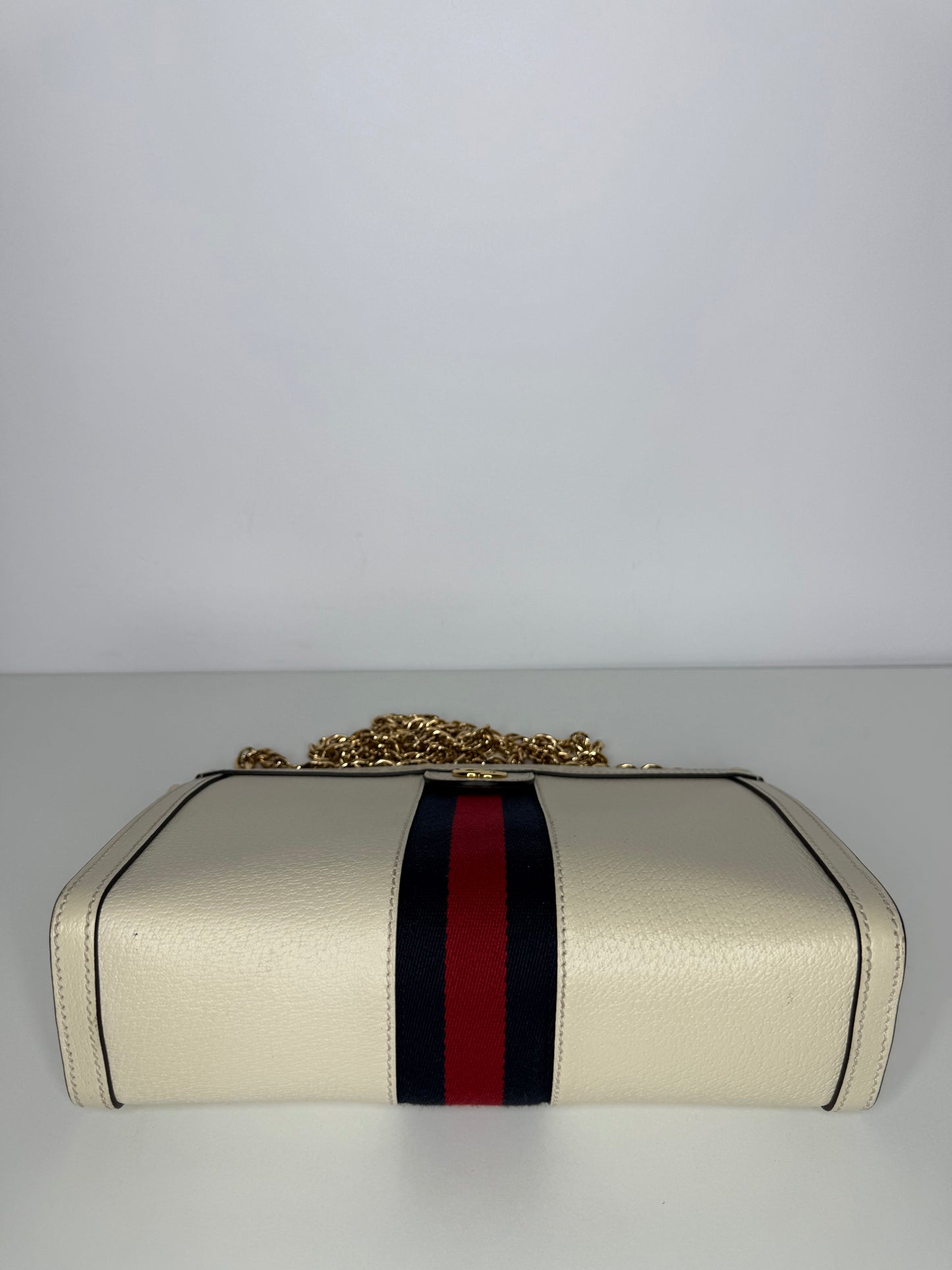 Gucci Small Ophidia White Leather Chain Crossbody Bag