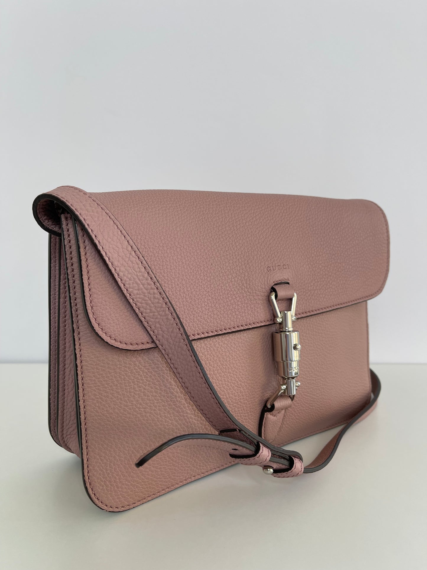 Gucci Soft Jackie Light Pink Pebbled Leather Shoulder Bag