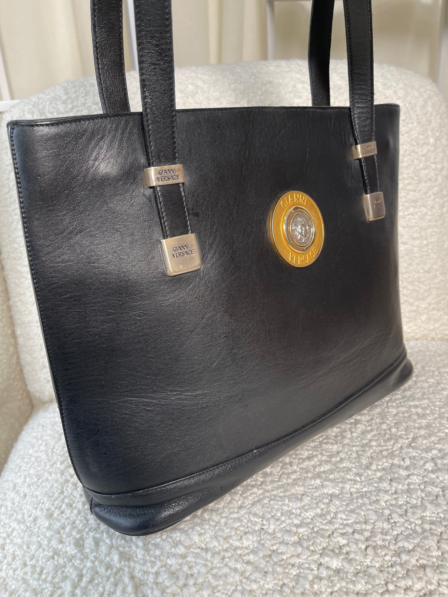 Gianni Versace Black Leather Shoulder Bag
