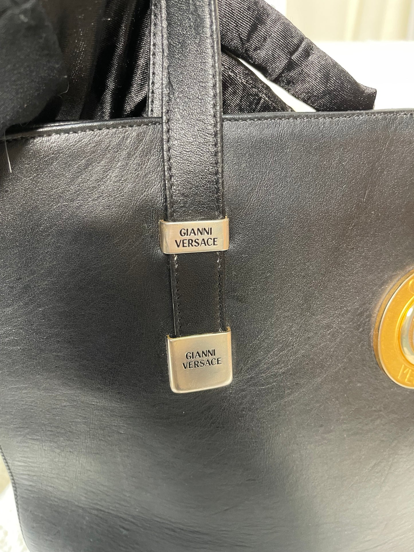 Gianni Versace Black Leather Shoulder Bag