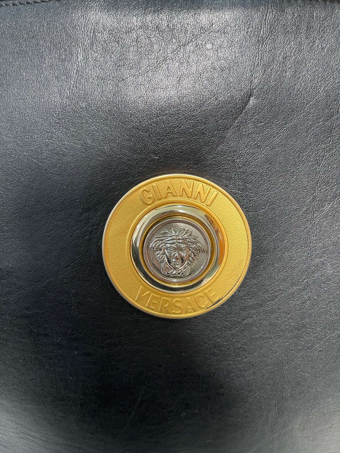 Gianni Versace Black Leather Shoulder Bag