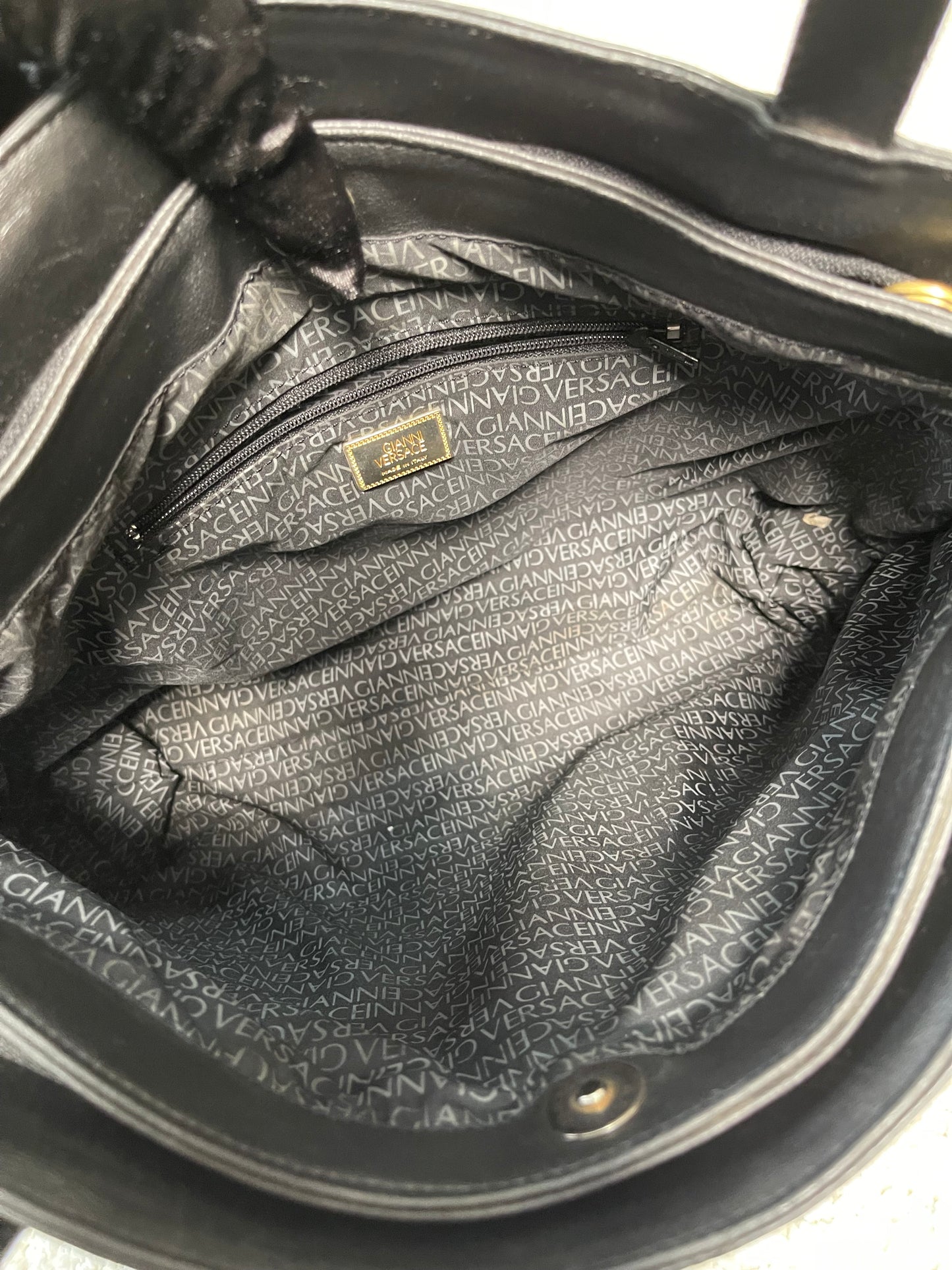 Gianni Versace Black Leather Shoulder Bag