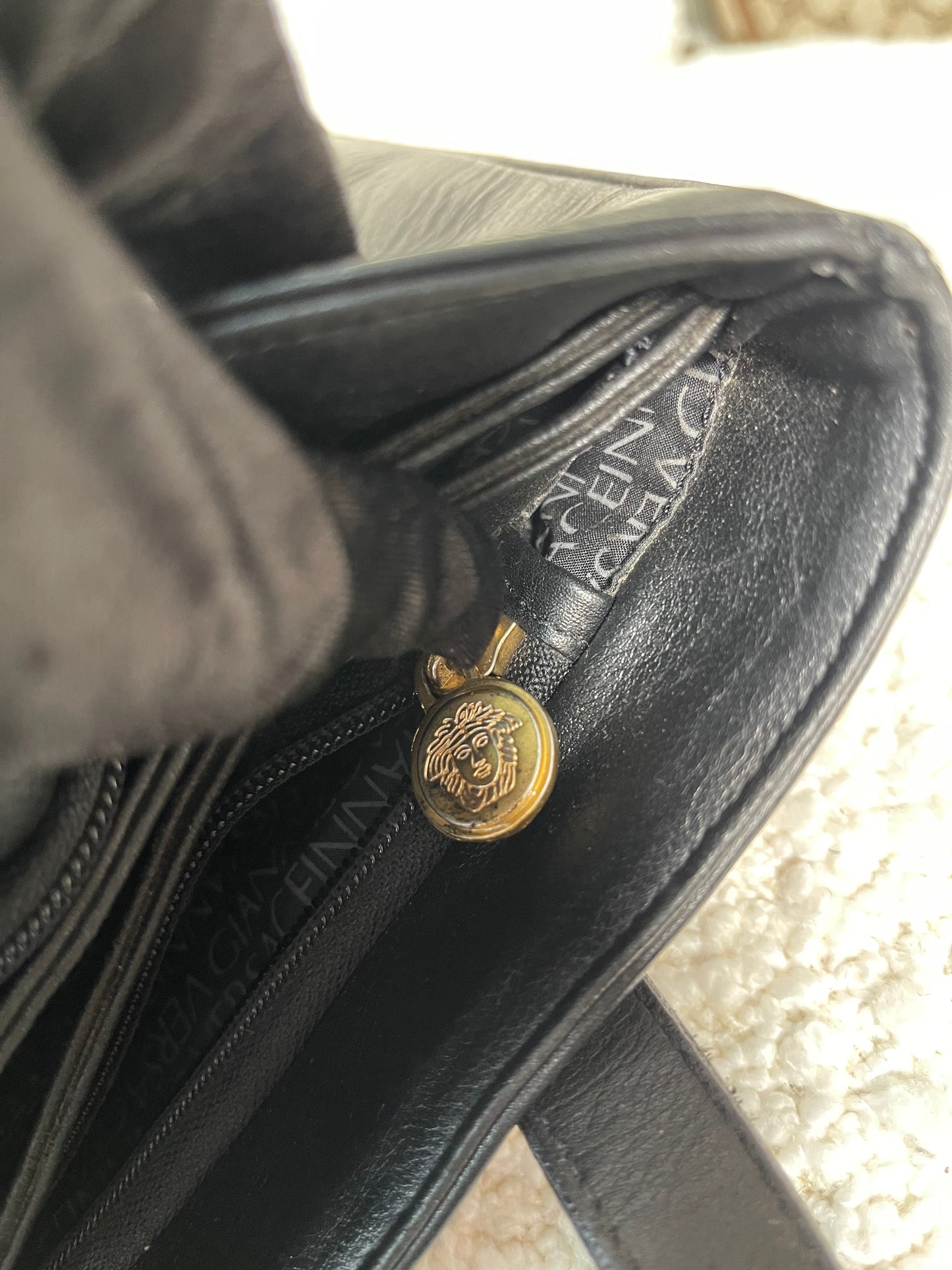 Gianni Versace Black Leather Shoulder Bag