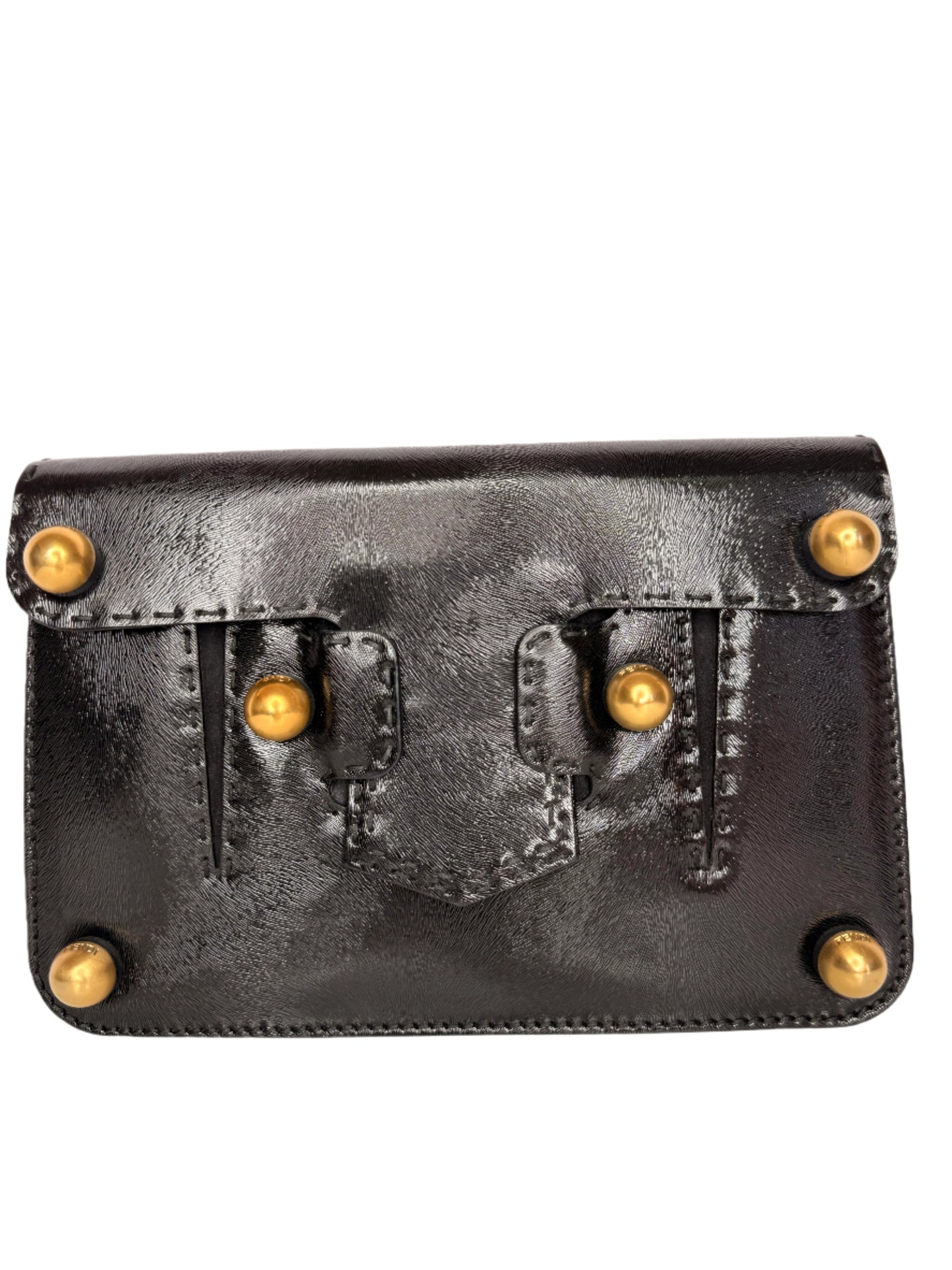 Fendi Glazed Calfskin Secret Code Crossbody Black