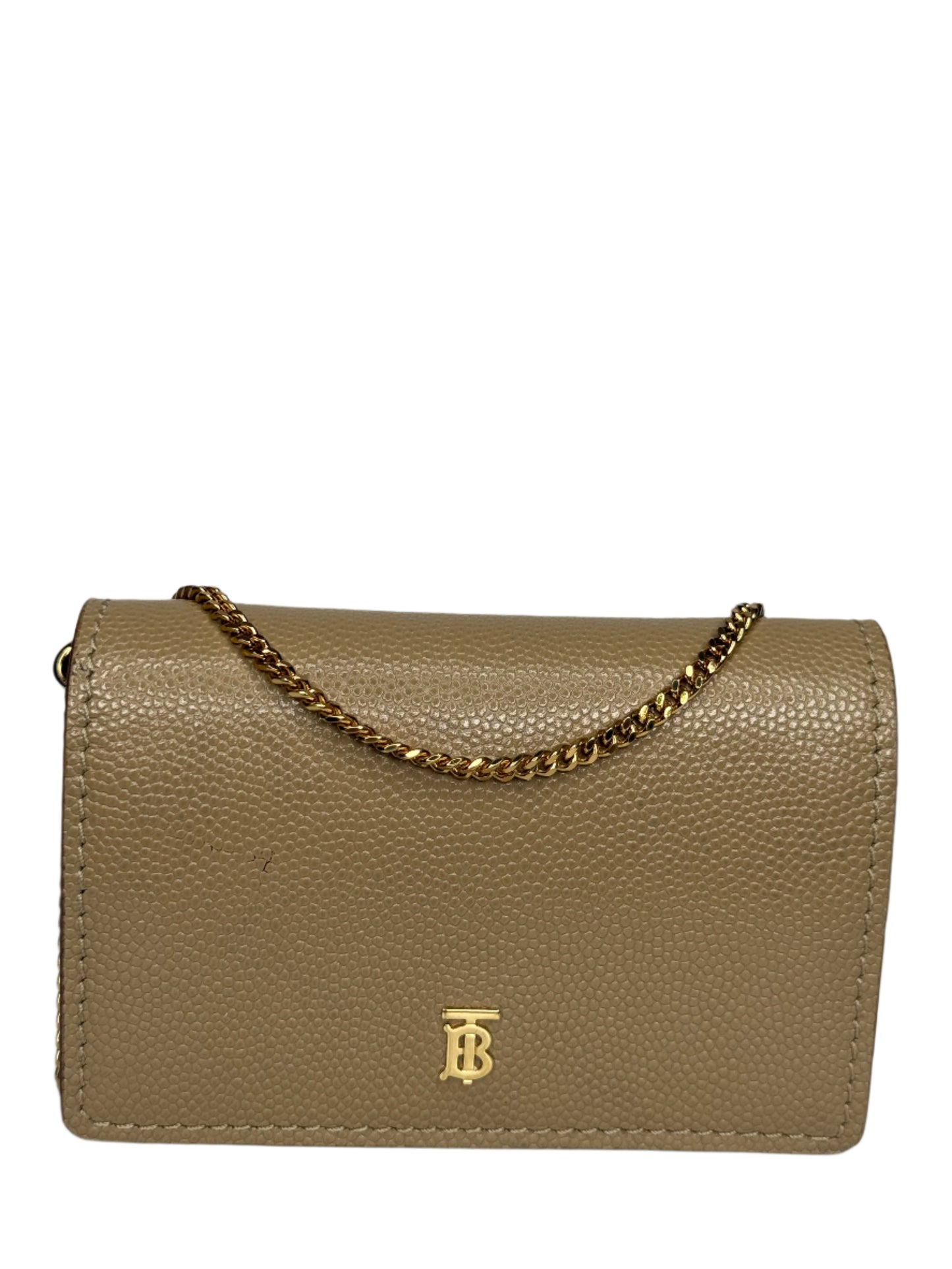 Burberry Jessie Chain Card Case Beige Leather