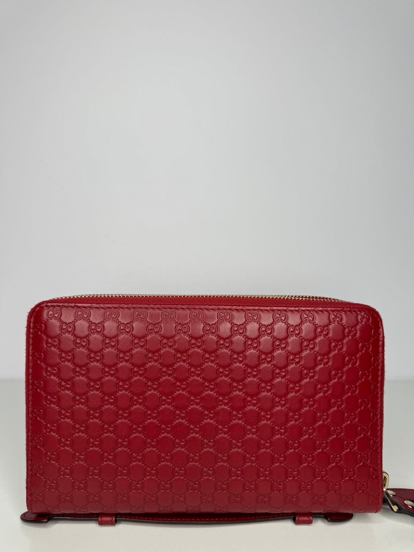 Gucci Burgundy Microguccissima Zip Around Travel Wallet