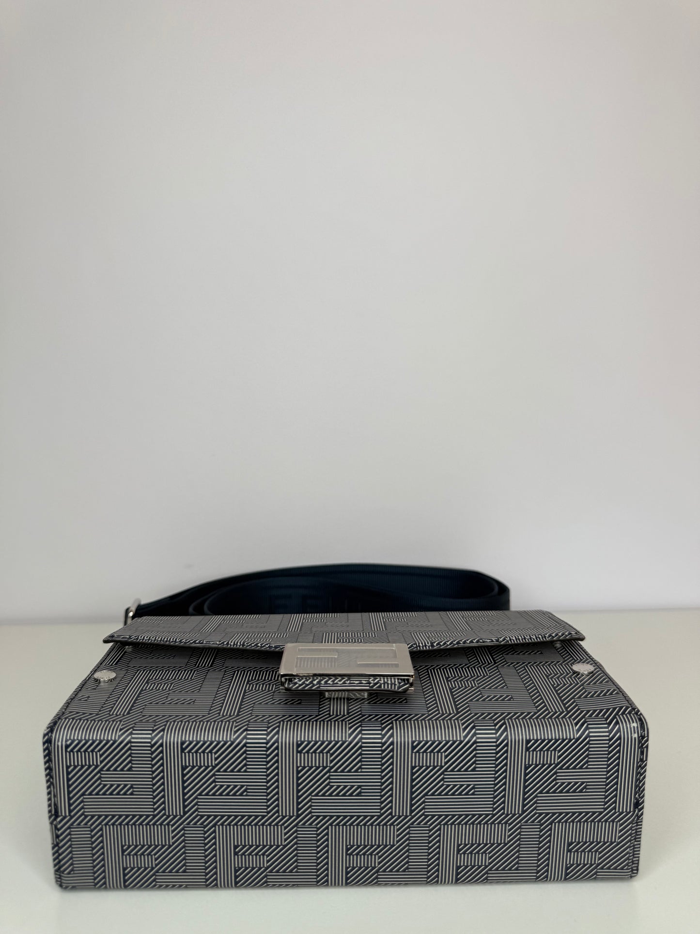 Fendi Unisex Baguette Soft Trunk Messenger Bag Blue