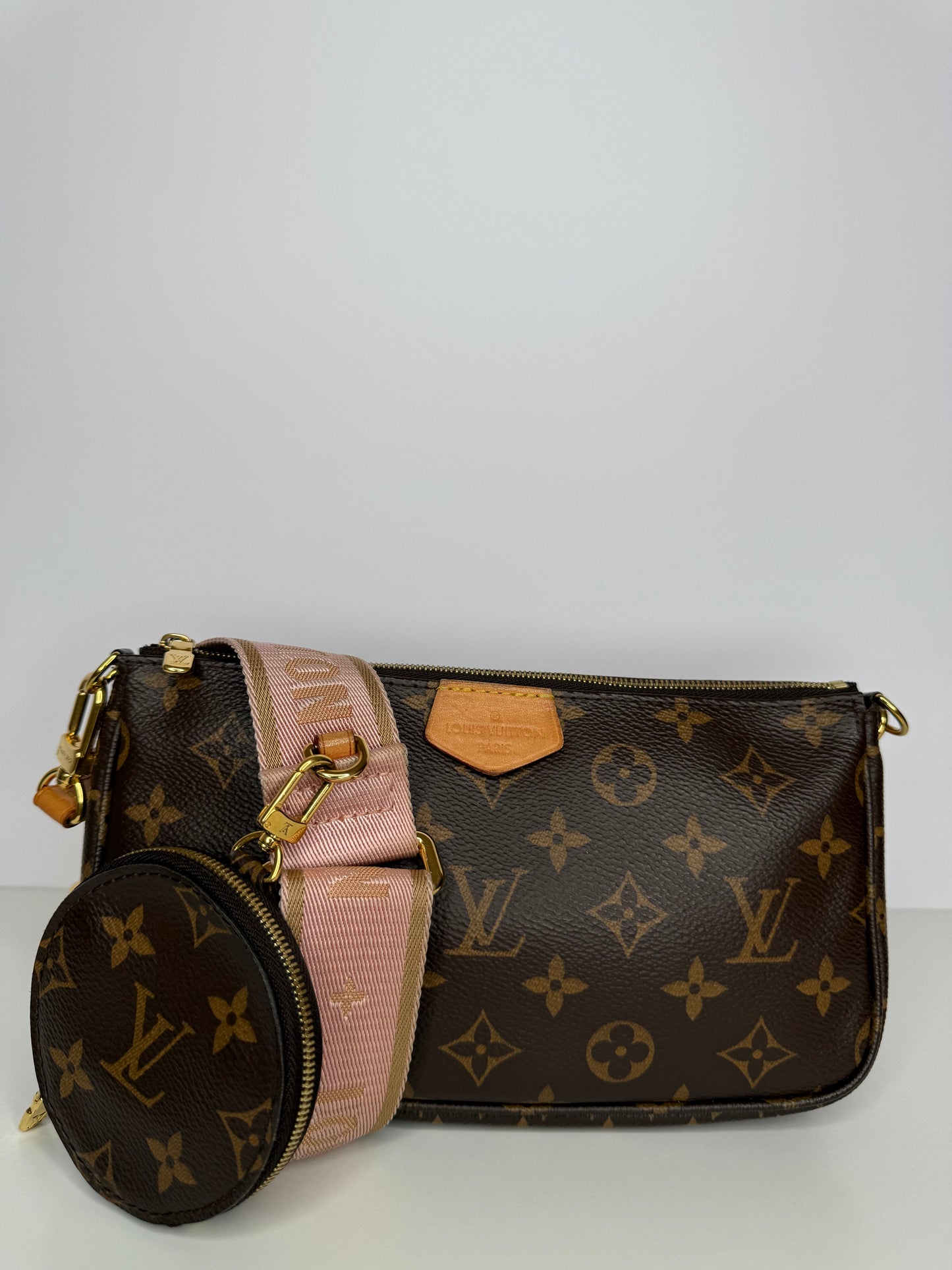 Louis Vuitton Multi Pochette Accessoires Rose Klair Strap Monogram Canvas