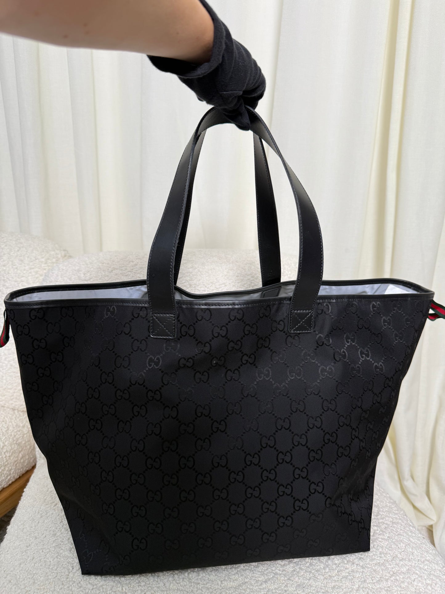 Gucci Black GG Canvas Nylon Tote Bag